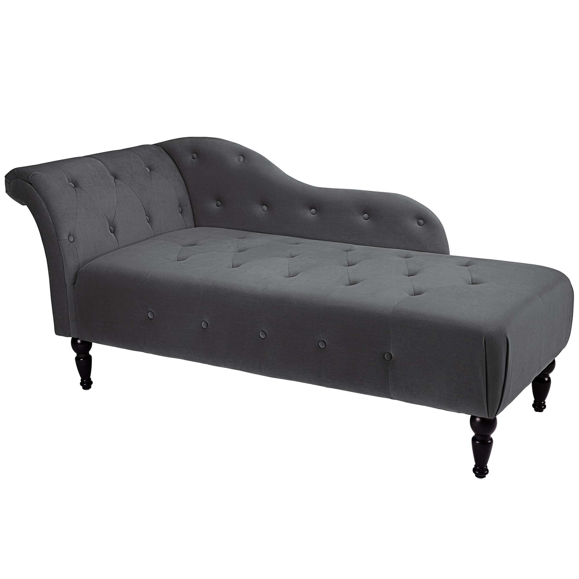 Luxury Velvet Upholstered Chaise Lounge with Rolled Arms - Modern Recliner Sofa Chair for Living Room, Bedroom & Office - 60.6