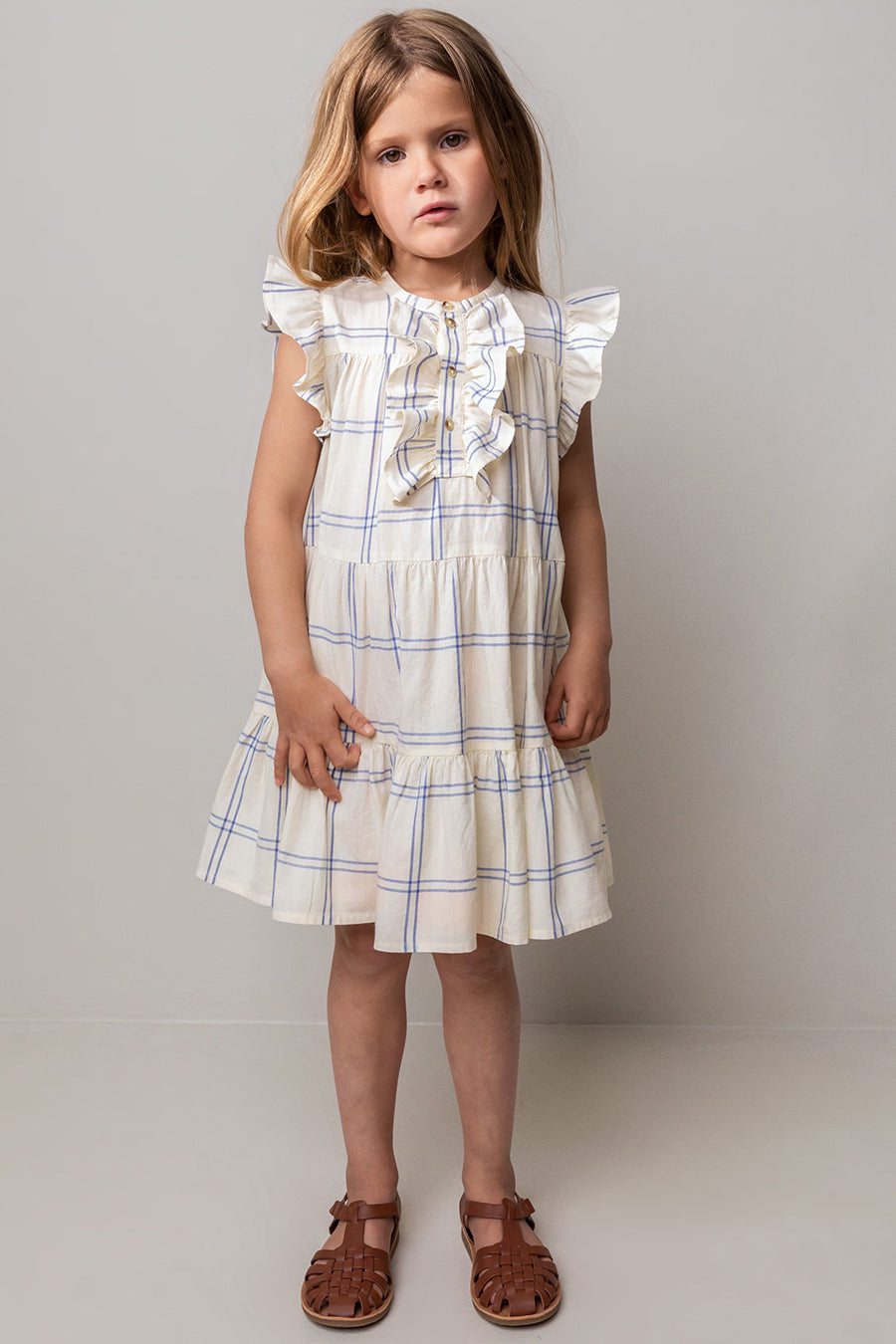 MarMar Copenhagen Dasha Blue Check Girls Dress - Stylish & Comfortable Outfit for School, Parties & Everyday Wear