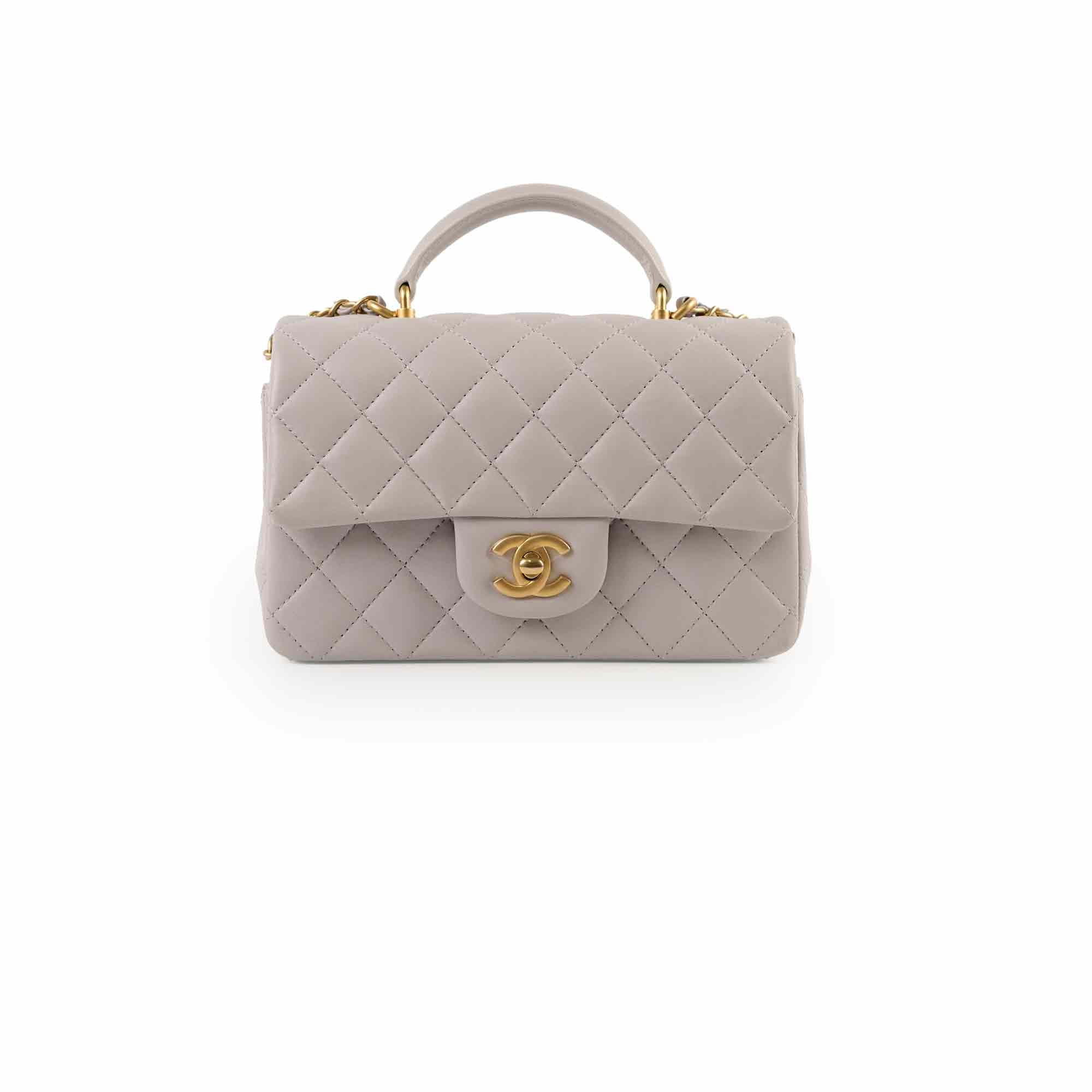 Chanel Mini Rectangular Top Handle Bag in Light Grey - Luxury Crossbody Purse for Women, Perfect for Parties & Evening Events