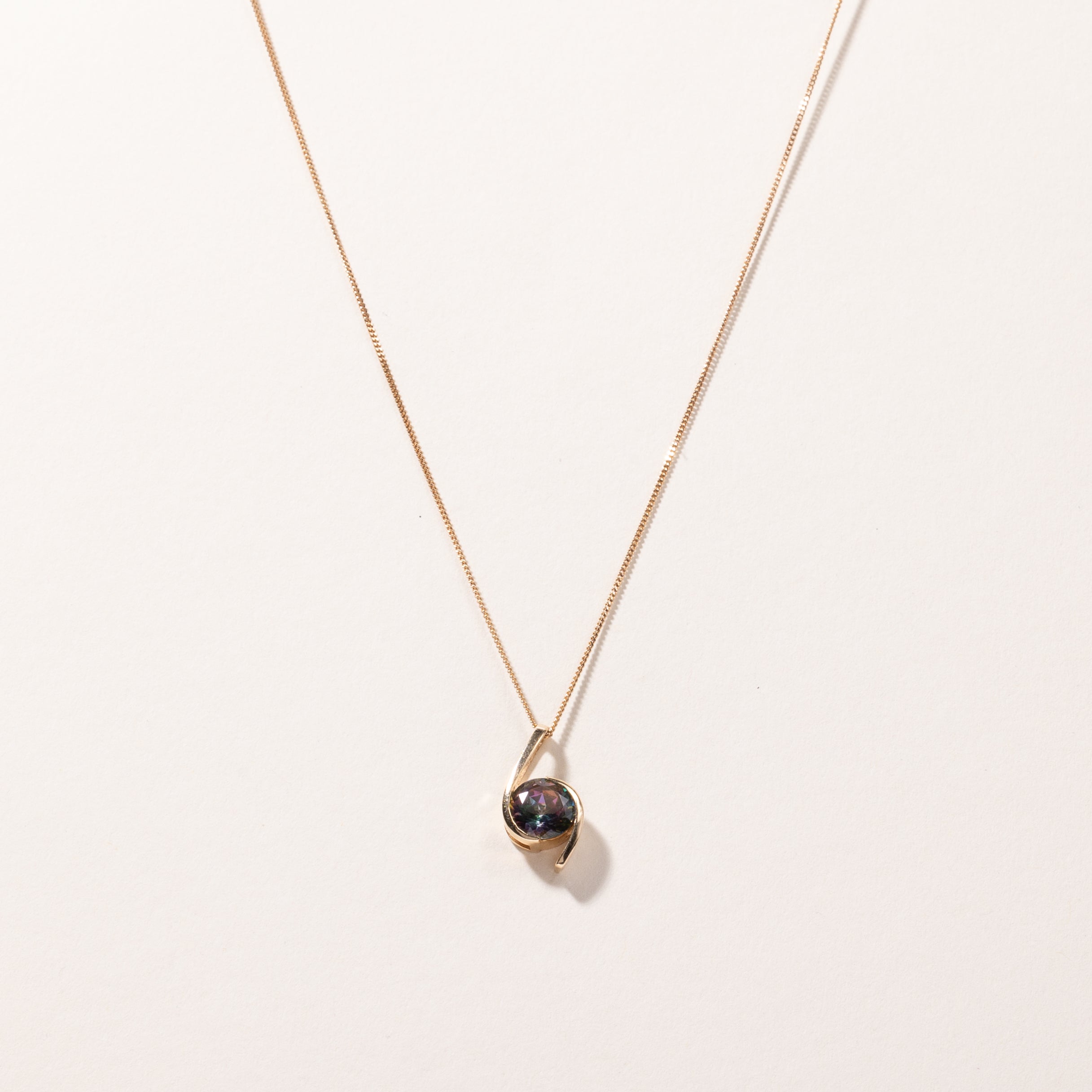 10K Yellow Gold Mystic Topaz Pendant Necklace - 1.99ct Oval Cut Gemstone in Semi-Bezel Setting, 18 Inch Chain | Elegant Jewelry Gift for Women, Perfect for Birthdays, Anniversaries & Special Occasions