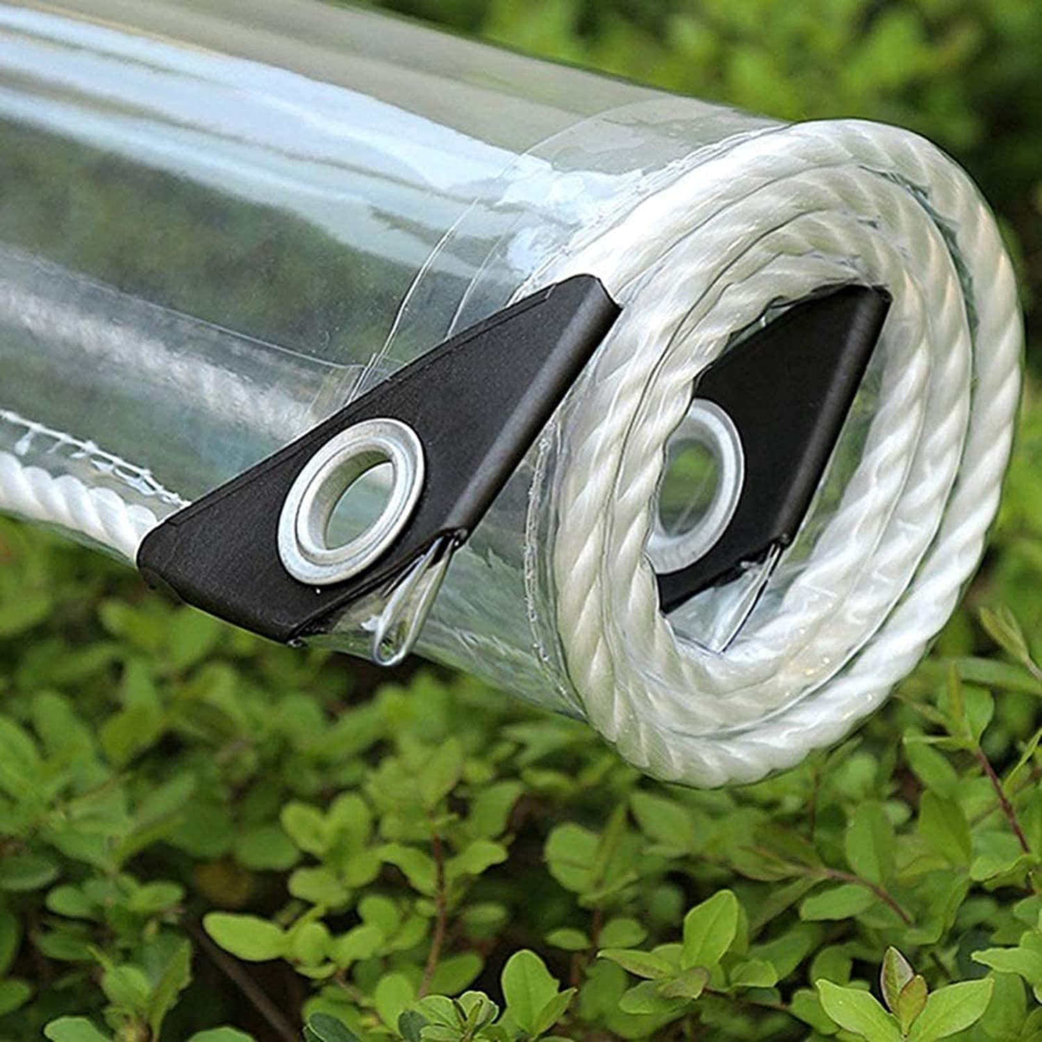 Heavy Duty Waterproof Clear PVC Tarpaulin with Eyelets - Transparent Cover for Garden Furniture, Plant Protection Rain Tents, Outdoor Equipment (Ideal for Patio, Greenhouse & Camping)