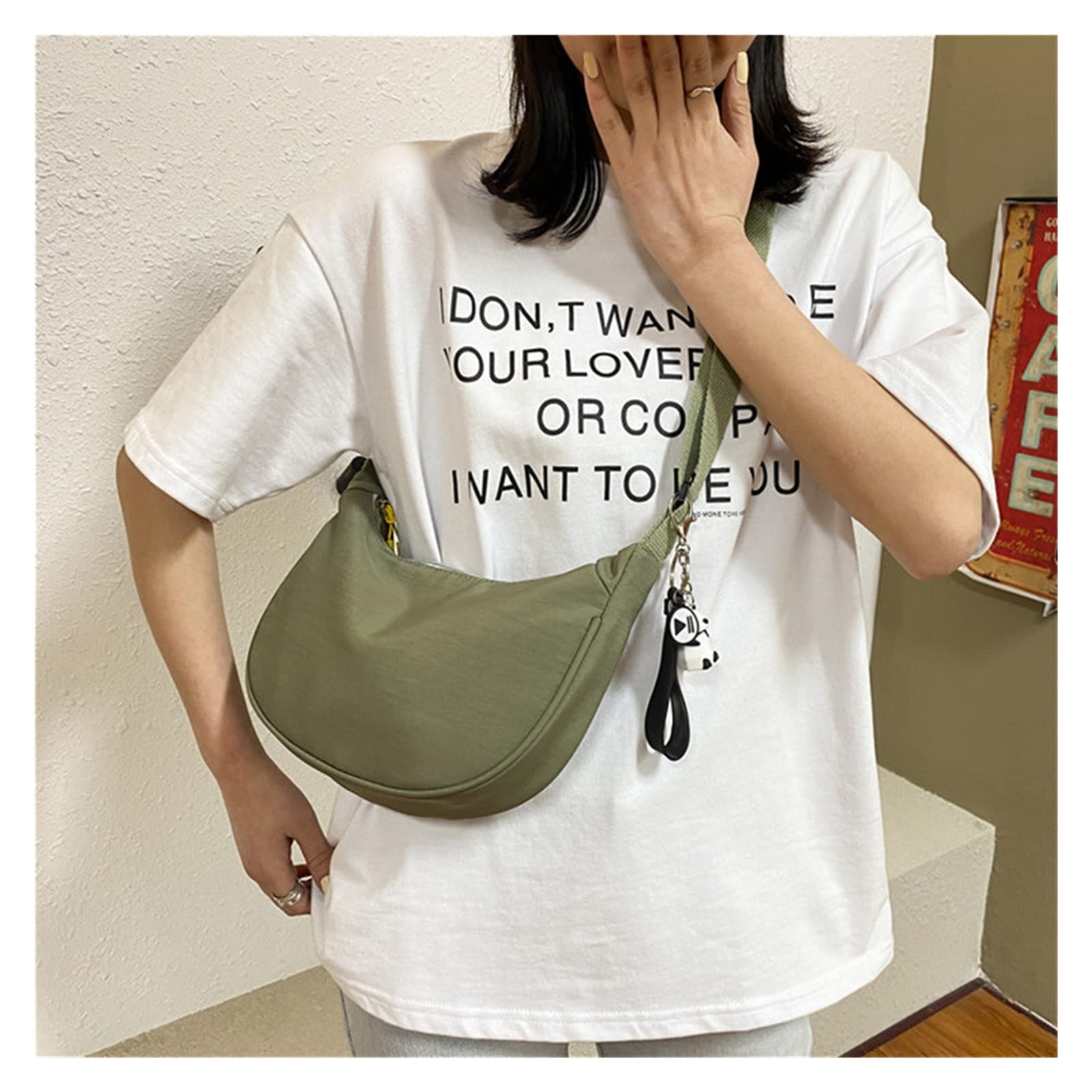 Stylish Korean Nylon Messenger Bag for Women - Lightweight Crossbody Shoulder Bag, Armpit Bag, Dumpling Bag (One Size) - Perfect for Work, Travel & Daily Use