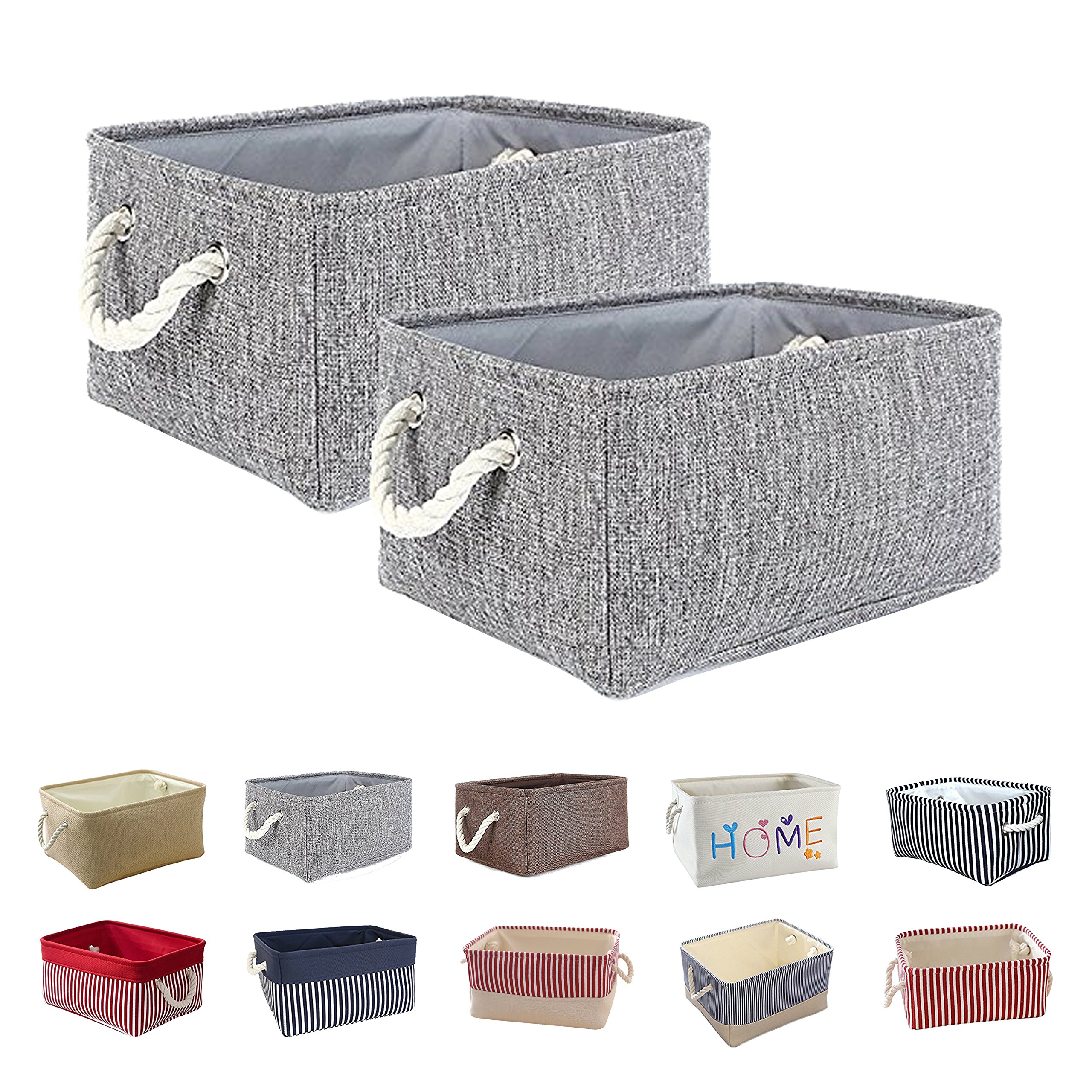 2-Pack Queenie Canvas Storage Baskets - Fabric Closet Organizer Bins for Shelves, Laundry, Nursery | Decorative Home Storage Solution for Bedroom, Bathroom & Gift Giving