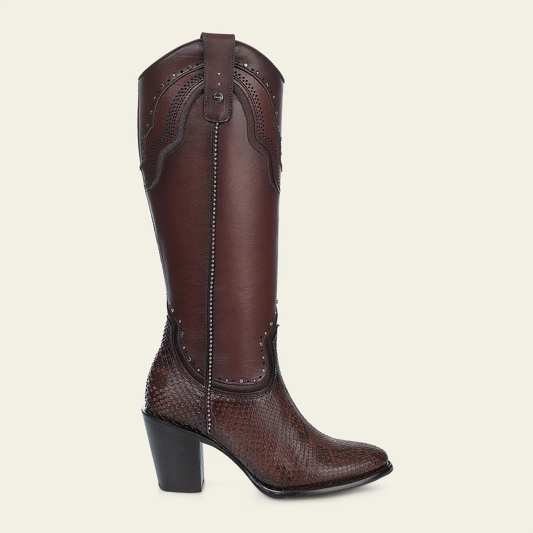 4V14PH Women's Cuadra Chocolate Western Cowgirl Python Leather Boots - Stylish & Comfortable for Rodeo, Country Dance & Cowgirl Fashion
