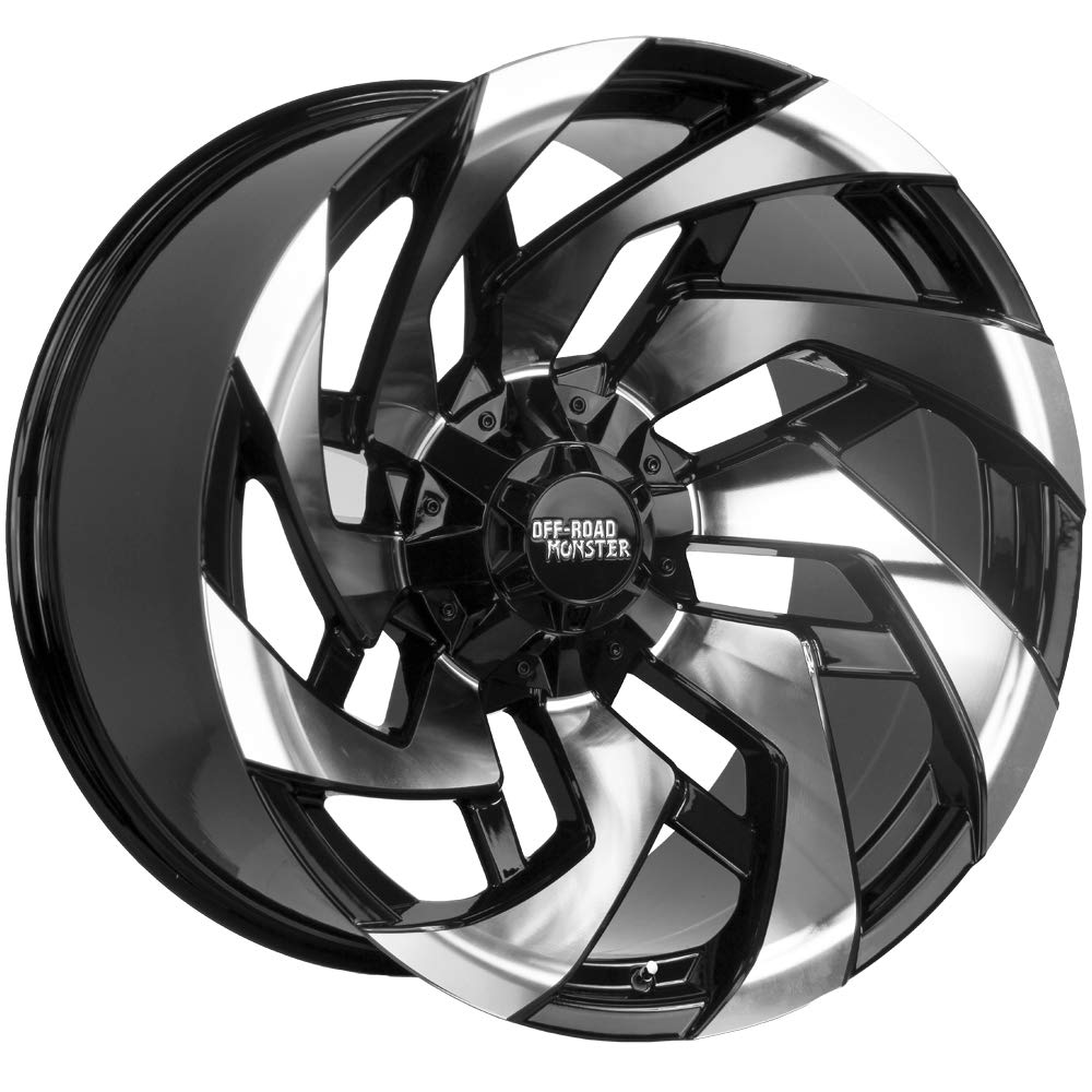 M24 Custom Wheel 20x10 -19 Offset 5x150 Bolt Pattern 110.3mm Hub Gloss Black Machined Face Rim - Perfect for Trucks, SUVs, and Off-Road Vehicles