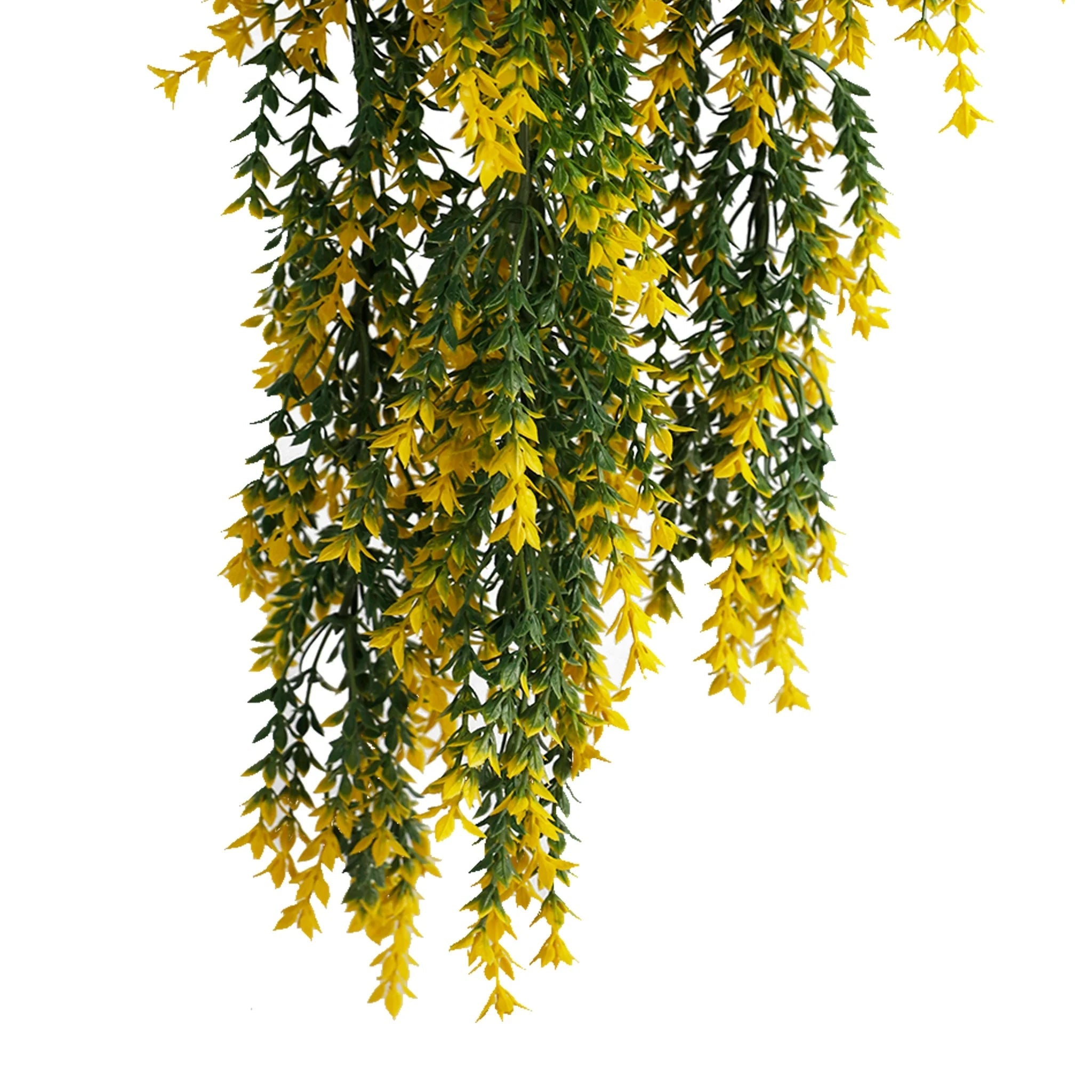 UV & Fire Rated Hanging Yellow & Green Willow Leaf Vine - 20cm x 76cm Artificial Foliage for Home Decor, Wedding Backdrops, and Outdoor Landscaping