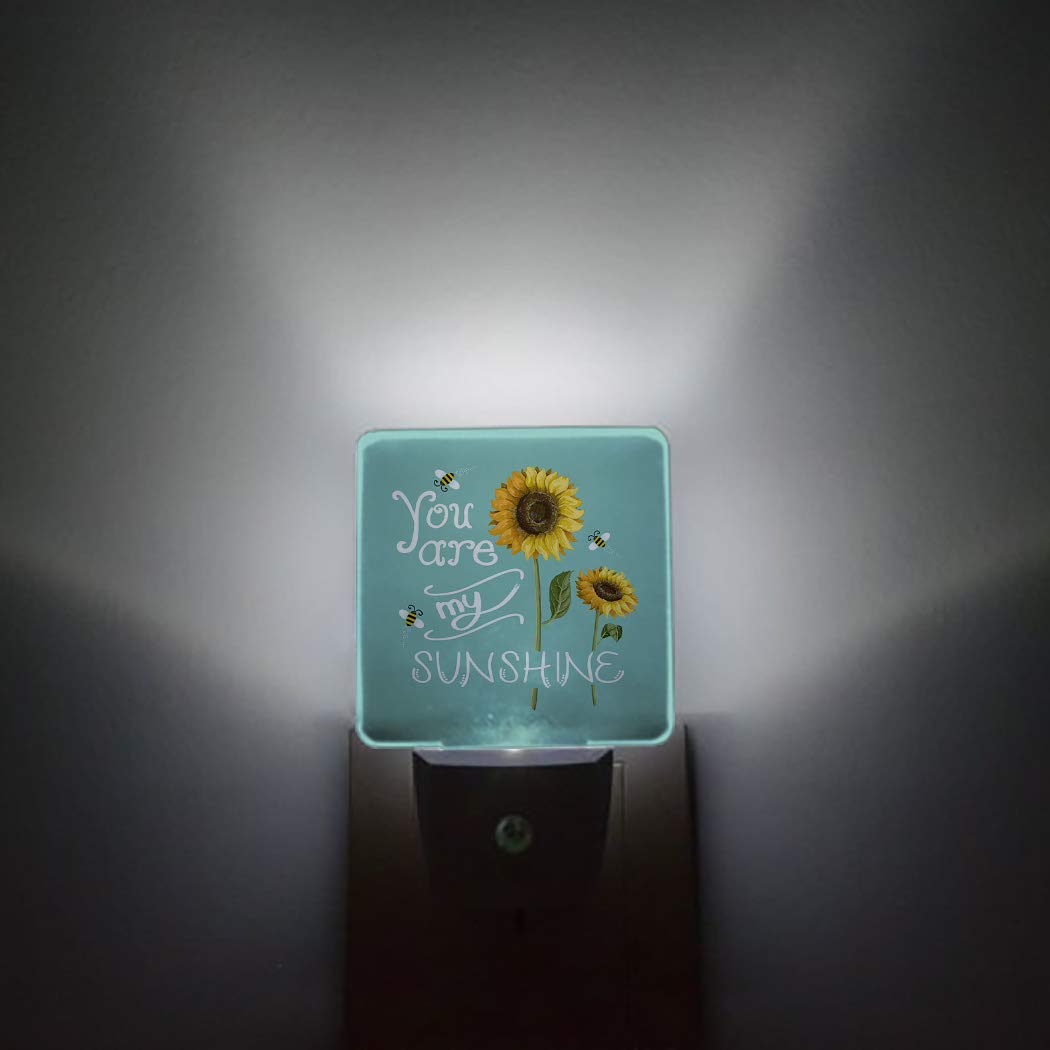 Sunflower Night Light Plug in LED Lamp with Auto Sensor - Wall Plug Night Light for Bathroom, Bedroom & Hallway - Bright Square Dim Light for Kids, Girls & Adults - Perfect for Nursery, Home Decor & Gift
