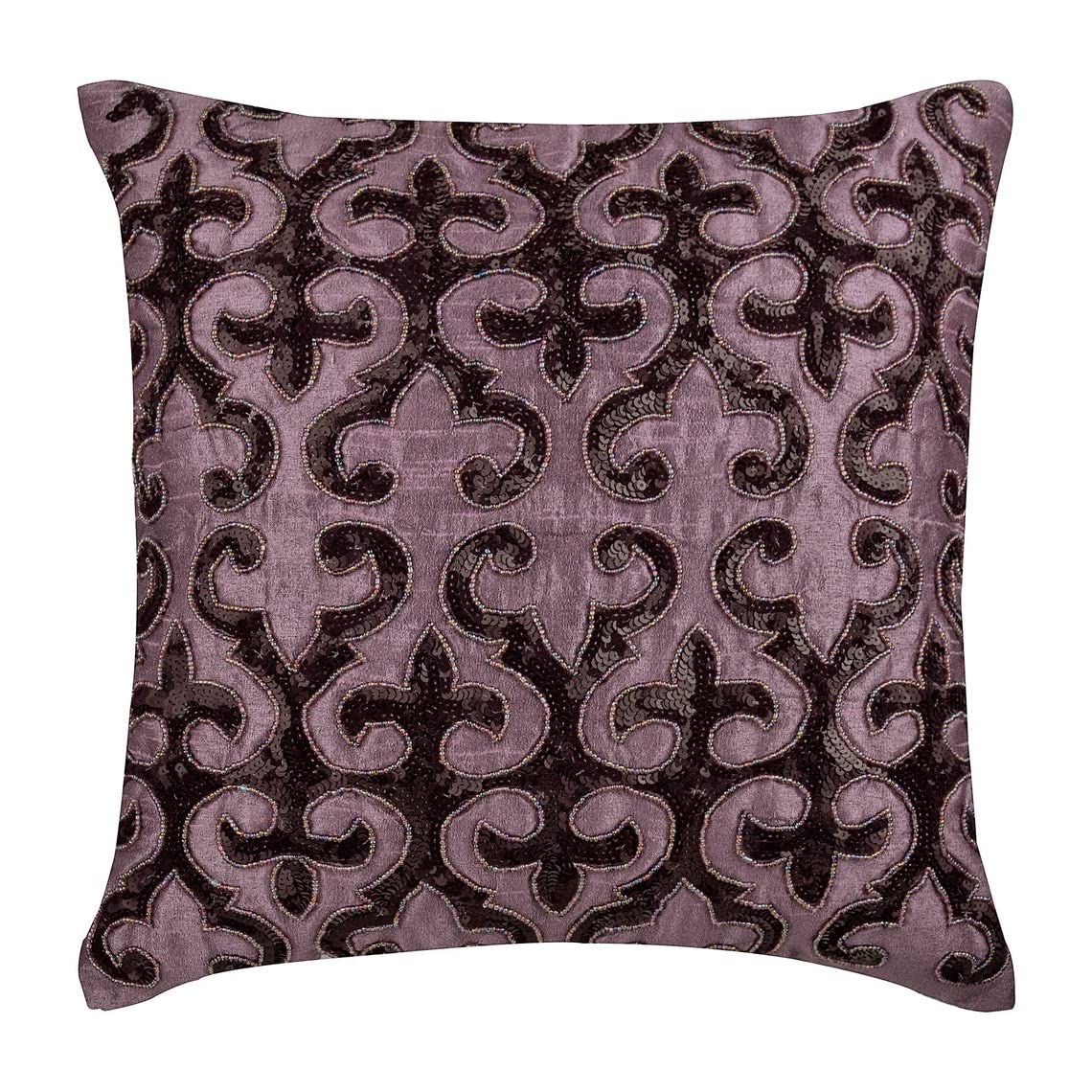 HomeCentric Sparkly Geometric Sequins Pillow Covers 14x14 Inch (35x35 cm) - Purple Silk Square Cushion Case for Sofa, Bed, Chair - Modern Abstract Decor for Living Room, Bedroom