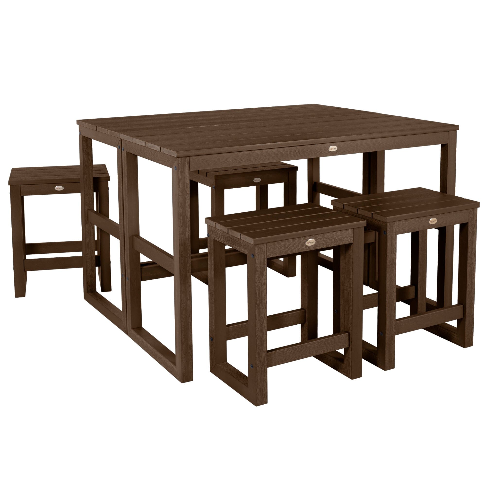 Monroe Modern Counter Height Balcony Dining Set - 6 Piece Outdoor Patio Furniture for Small Spaces, Bistro Style Breakfast Nook or Apartment Balcony - Weather-Resistant Metal Frame with Cushions
