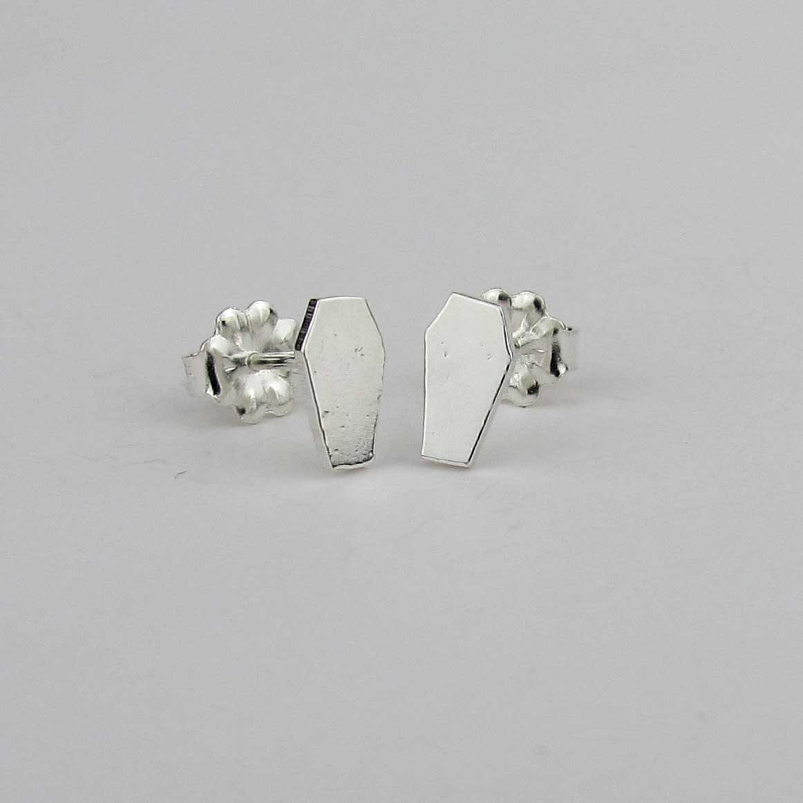 Gothic Silver Coffin Earrings for Women - Punk Rock Jewelry for Halloween, Goth Fashion & Alternative Style - Perfect for Parties, Concerts & Dark Aesthetic Outfits