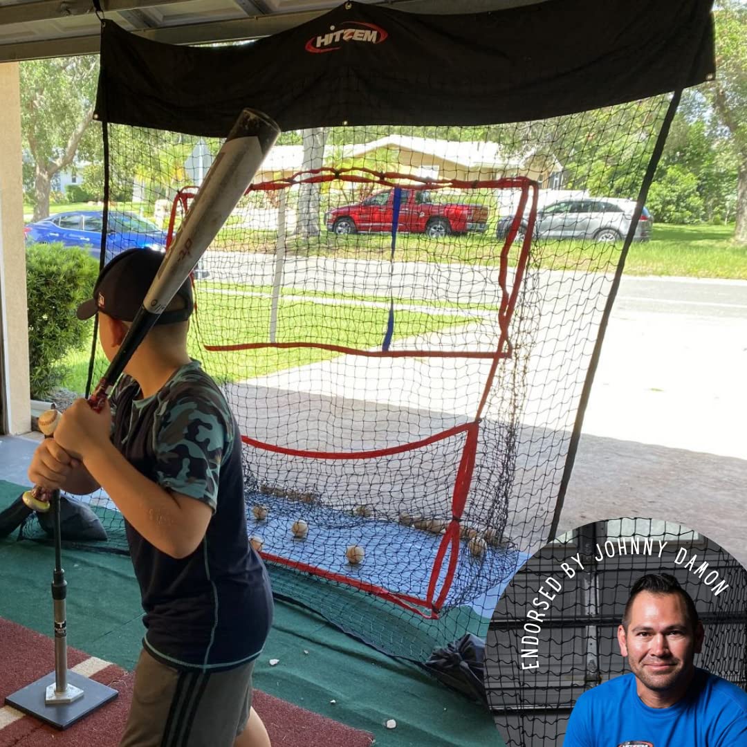 **Baseball & Softball Hitting & Pitching Practice Net - Portable Batting Training Net for Garage Door - Easy Roll-Up Storage - Baseball Training Equipment for Adults & Kids - Perfect for Backyard, Field, and Indoor Drills**