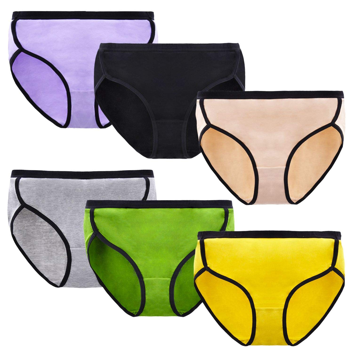 Hbhpov Women's Cotton Bikini Underwear 6-Pack - Soft, Breathable & Stretch Sport Briefs for Yoga, Gym & Everyday Comfort