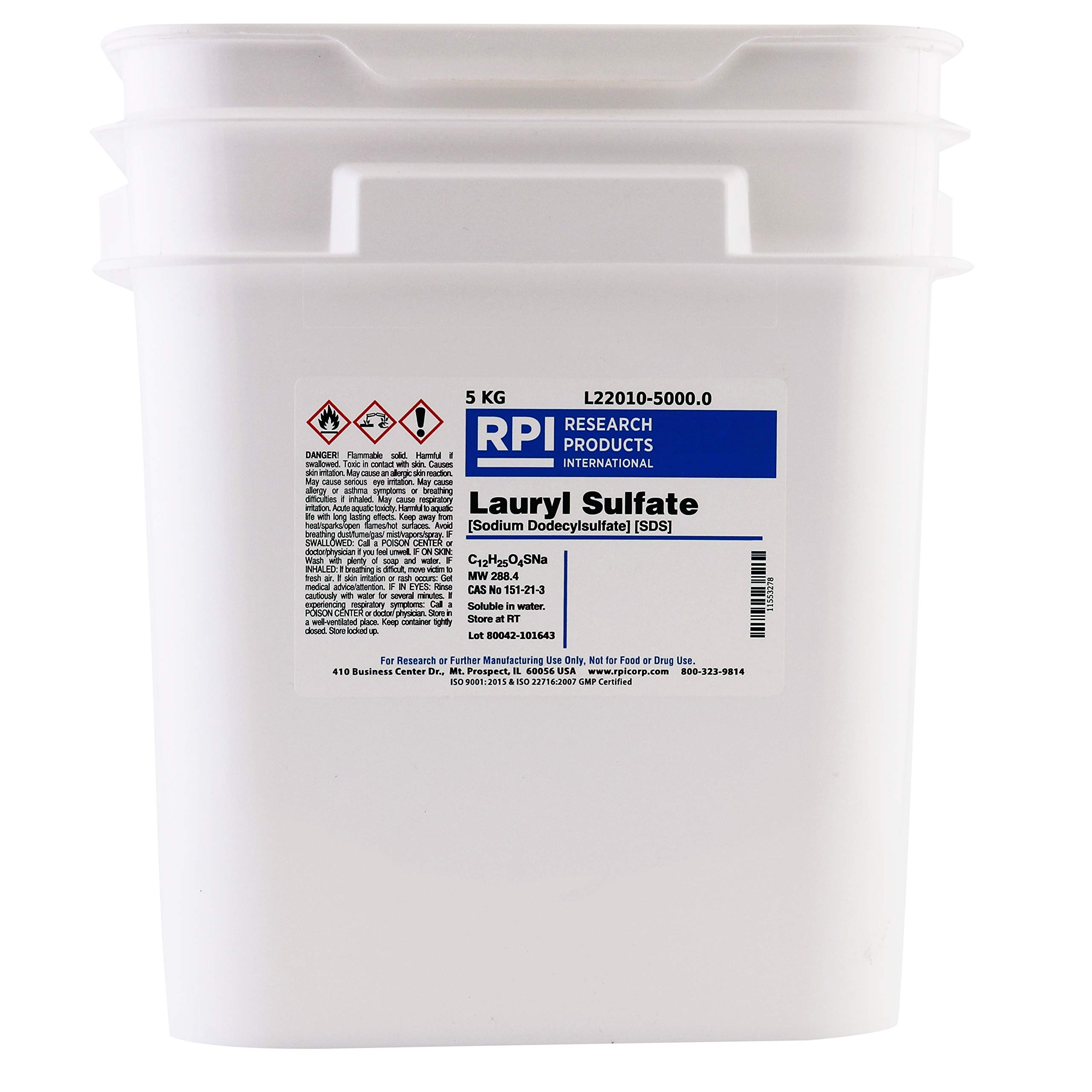 High Purity SDS (Sodium Dodecyl Sulfate) Powder - 5kg Bulk | Laboratory-Grade Lauryl Sulfate for Scientific Research, DNA Extraction & Protein Analysis