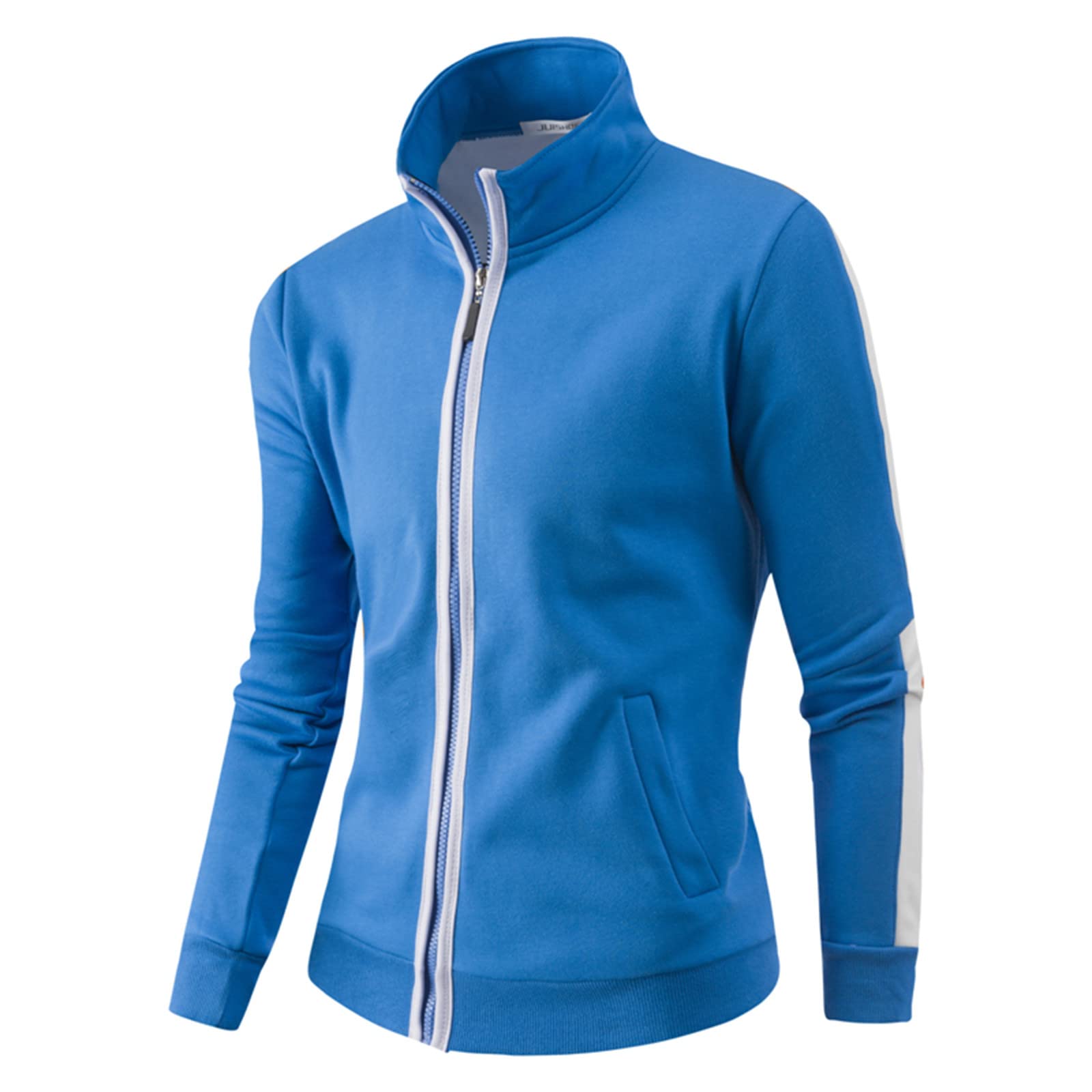 OSTELY Men's Solid Color Long Sleeve Stand Collar Zipper Jacket - Lightweight Spring & Winter Casual Coat for Outdoor Activities, Work, and Daily Wear
