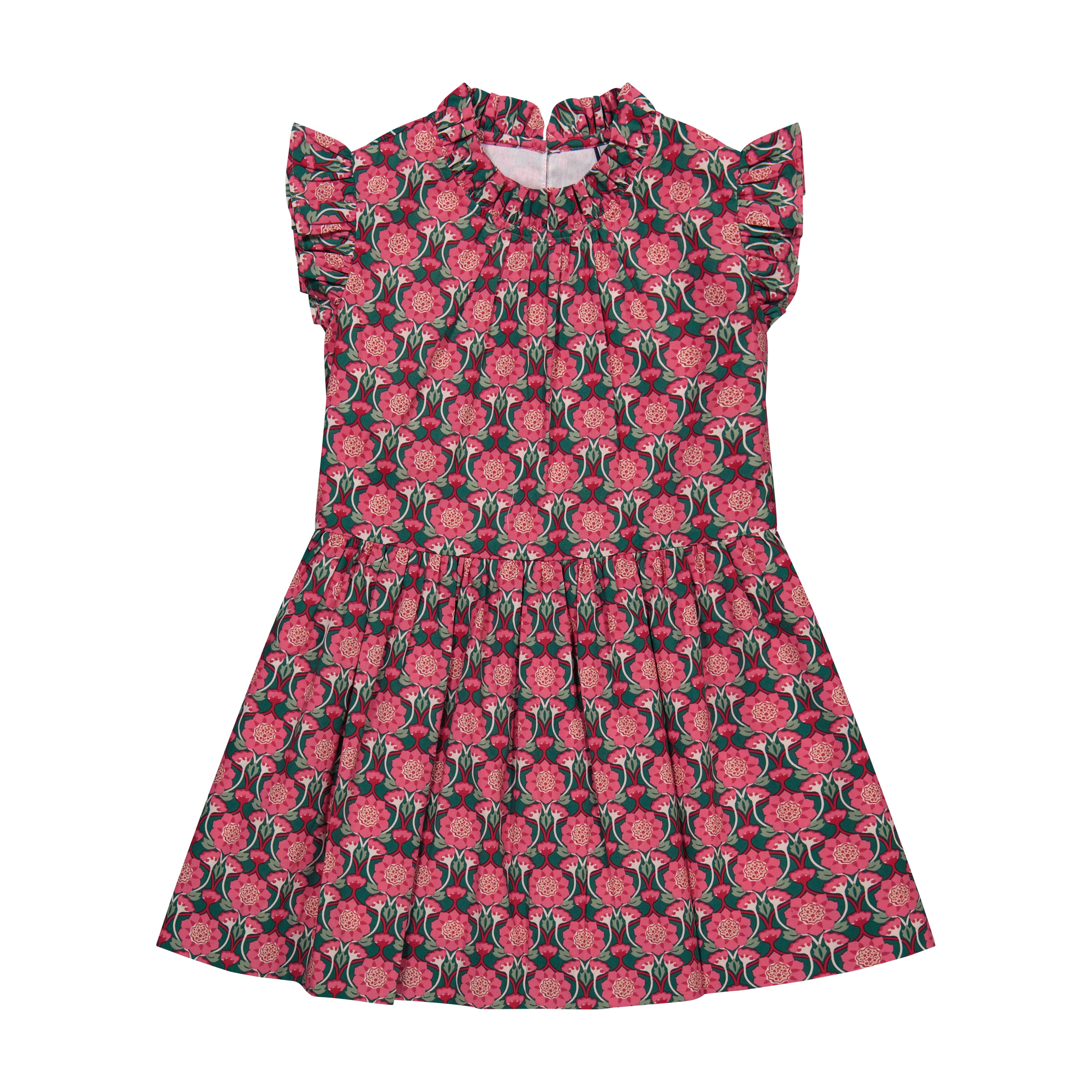 Kinsley Drop Waist Dress - Floral Pink Lotus Print, Elegant A-Line Silhouette for Women | Perfect for Summer Parties, Weddings & Casual Outings