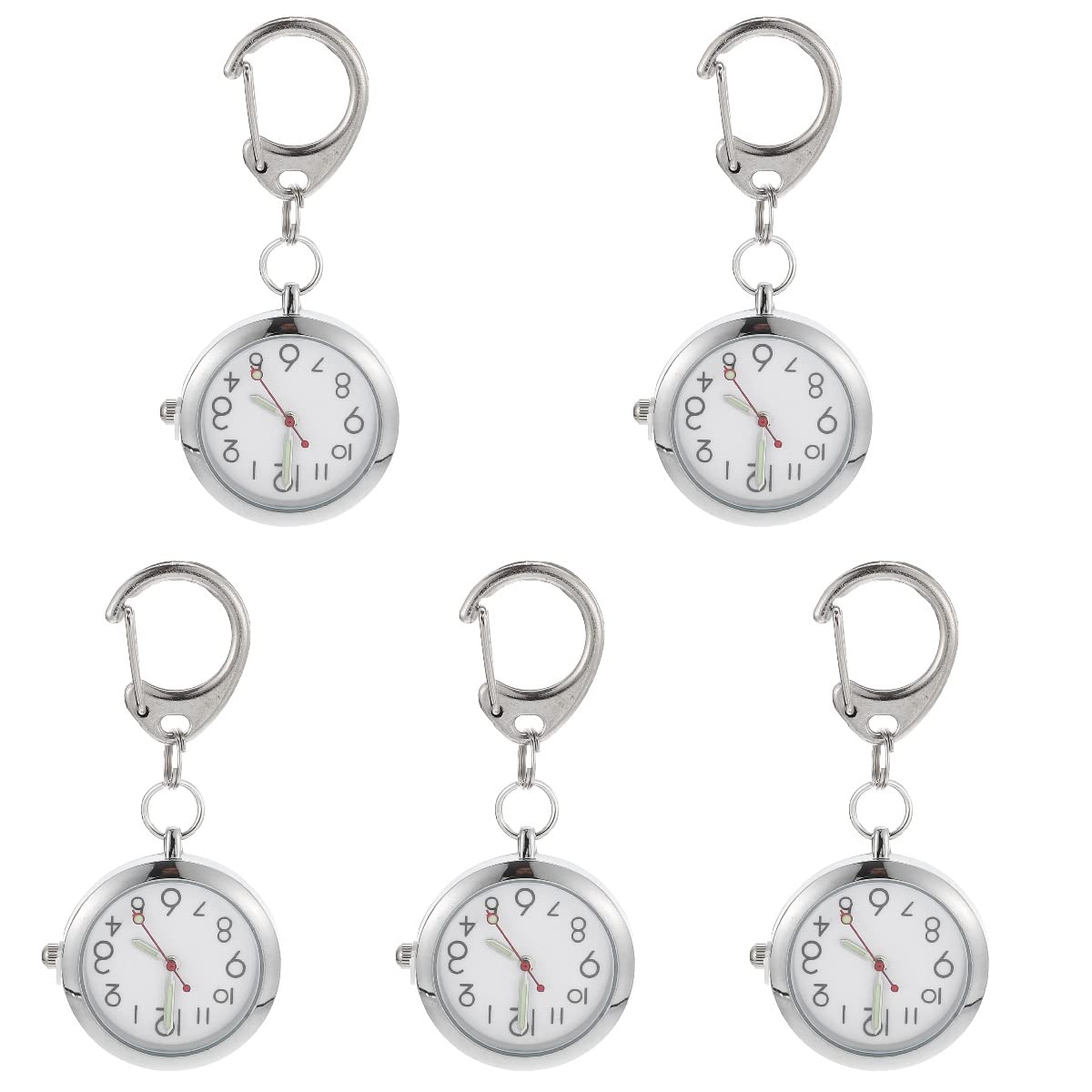 Obuyke 5-Piece Clip-On Nursing Watch with Glowing Dial - Waterproof Pocket Watch Badge for Nurses, Doctors & Medical Students - Ideal for Night Shifts, Clinical Rounds & Healthcare Professionals