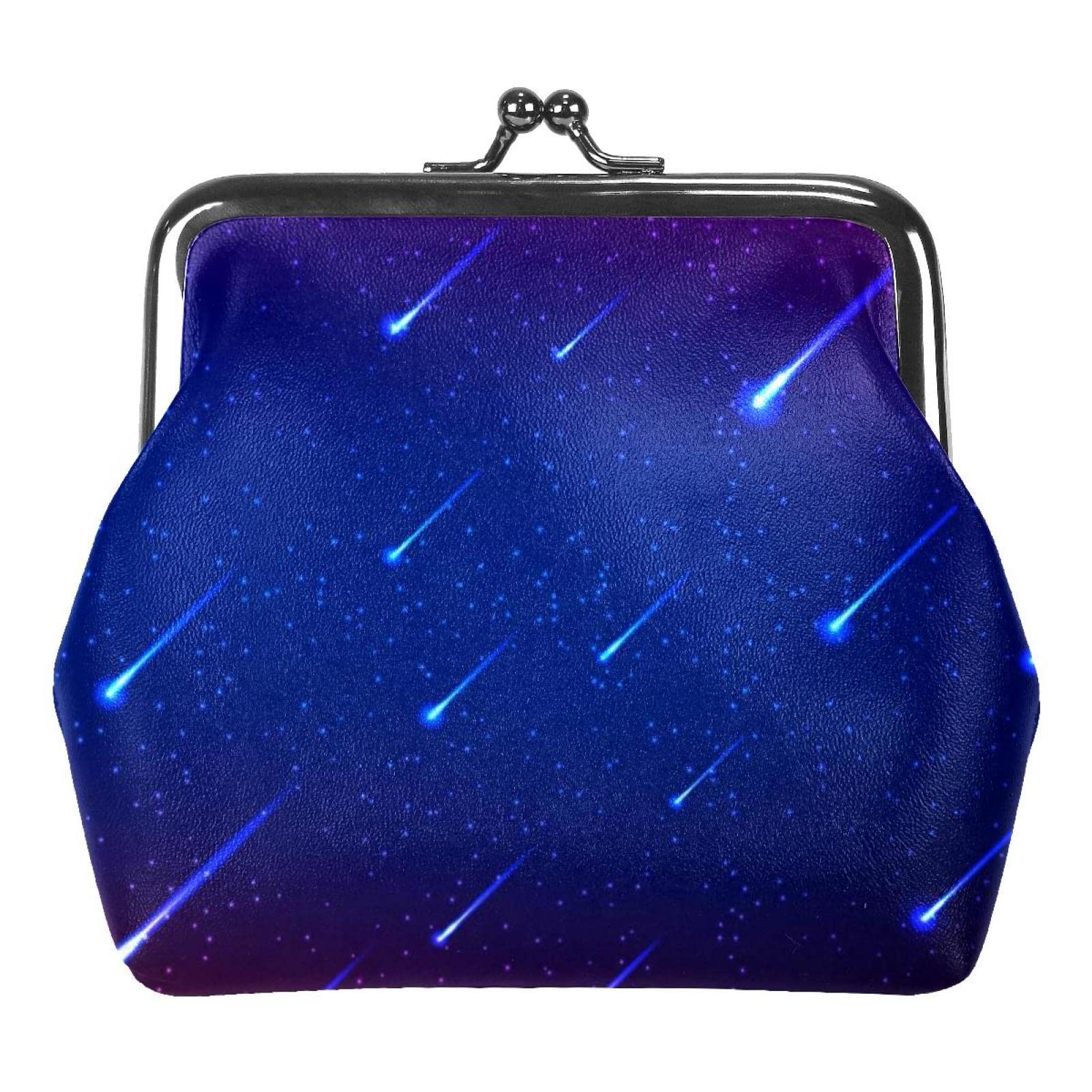 Meteor Shower Sky Print Leather Coin Purse - Mini Wallet with Exquisite Buckle - Small Change Pouch for Women - Perfect for Parties, Travel & Everyday Use