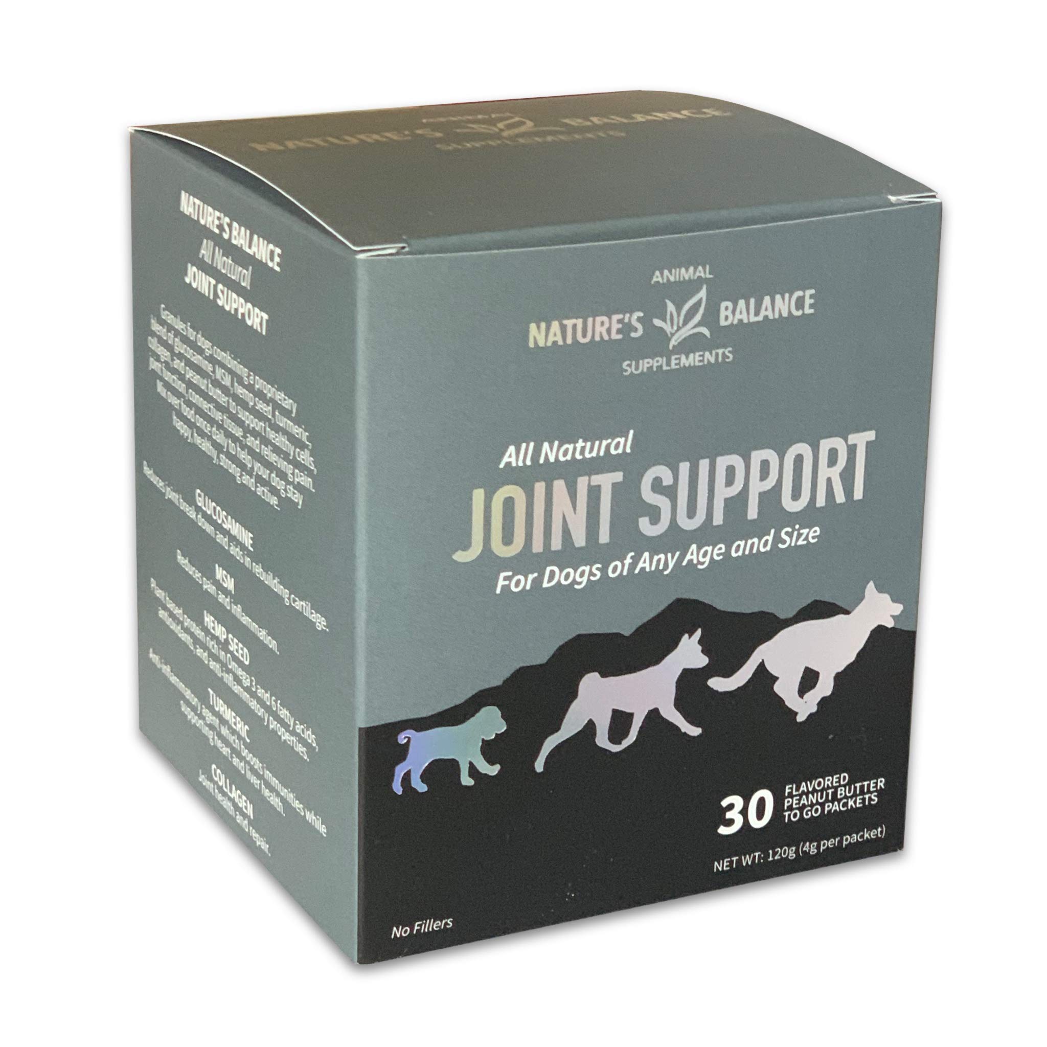 Nature's Balance Joint Support for Dogs - All Natural Glucosamine, Hemp Seed, MSM, Turmeric & Collagen Supplement - 30-Day Supply (Peanut Butter Flavor) - Supports Mobility & Comfort for Active & Senior Dogs