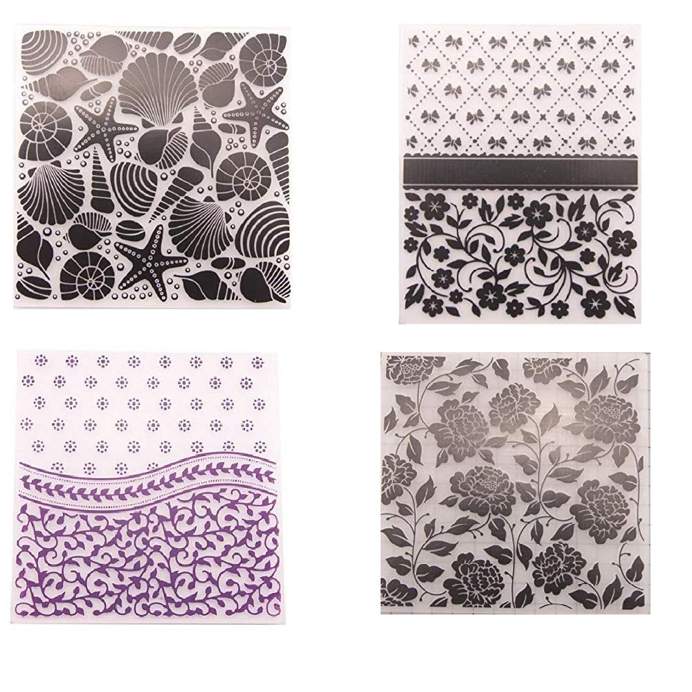 4-Piece Seashell Floral Embossing Folder Set for Card Making, Scrapbooking, DIY Crafts - Perfect for Greeting Cards, Photo Albums, and Paper Decorations