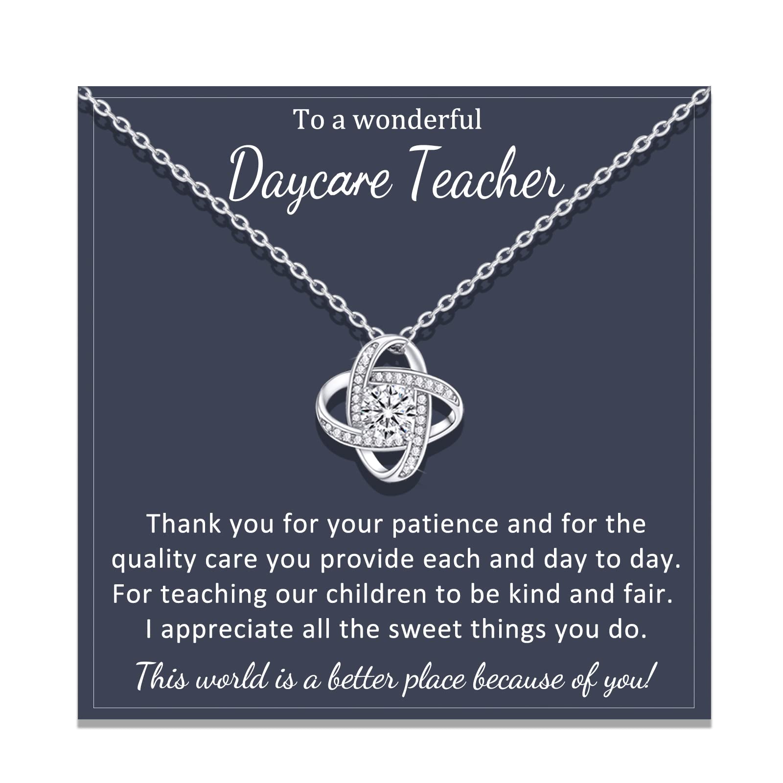 JOGDIAM Teacher Necklace - Best Teacher Appreciation Gift for Women, Love Knot Jewelry for Birthday, Graduation from Students | Thoughtful Present for Educators, Mentors & Professors | Perfect for Classrooms, Teacher's Day & Retirement Celebrations