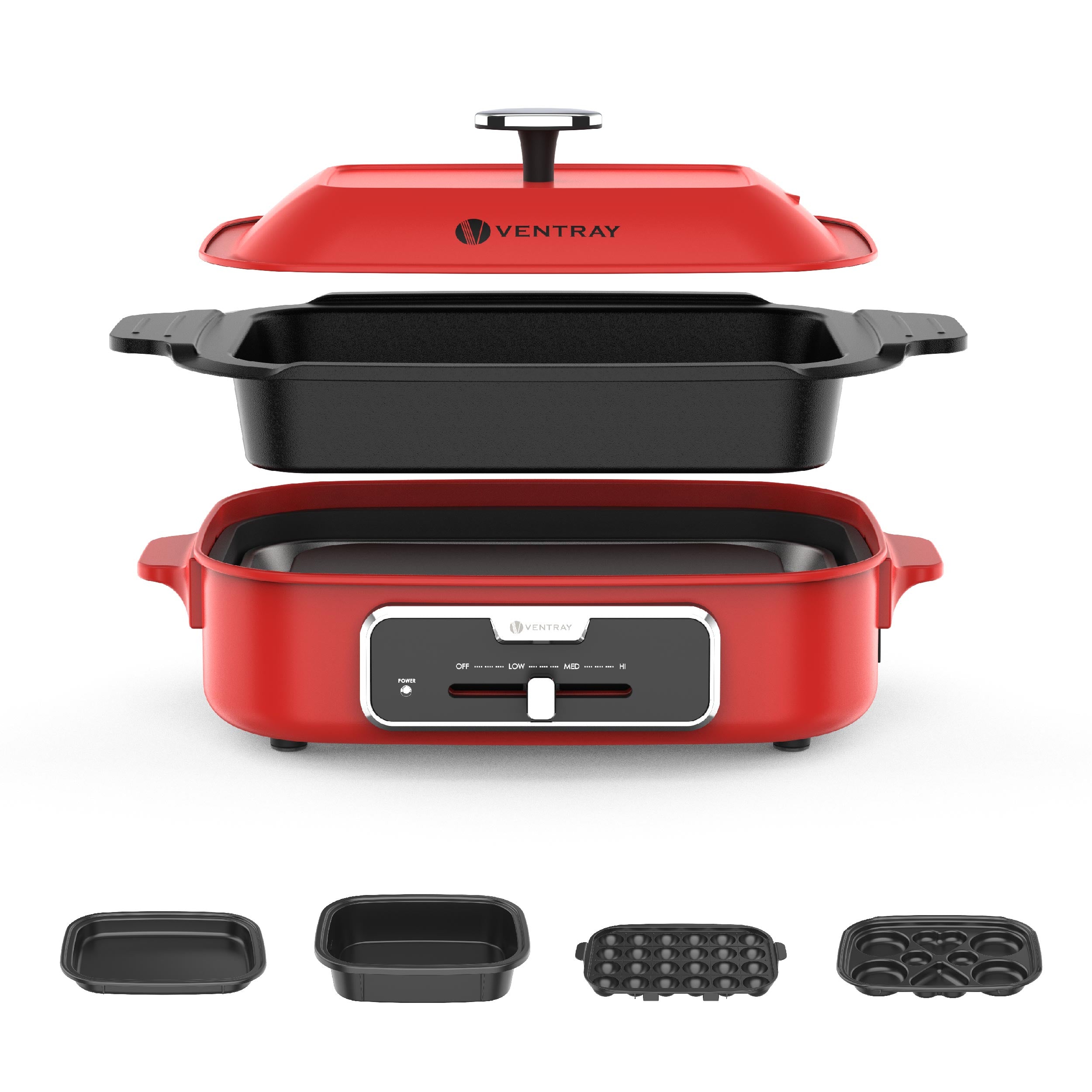EL GRILL Electric Indoor Grill Set with 5 Nonstick Pans - Perfect for Healthy Cooking, Grilling Steaks, Burgers & Vegetables at Home or Office
