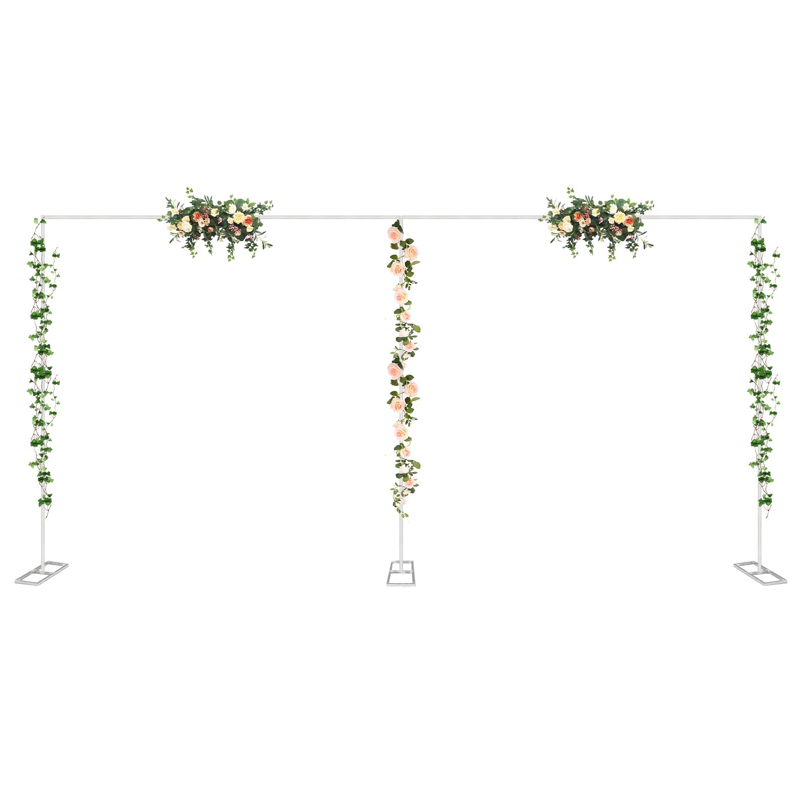 19.6Ft x 9.8Ft Metal Wedding Arch Backdrop Stand - Square Arch Frame for Garden Weddings, Photo Booth, Ceremonies & Events - Durable Silver Wedding Decoration Props (Perfect for Outdoor/Indoor Venues)