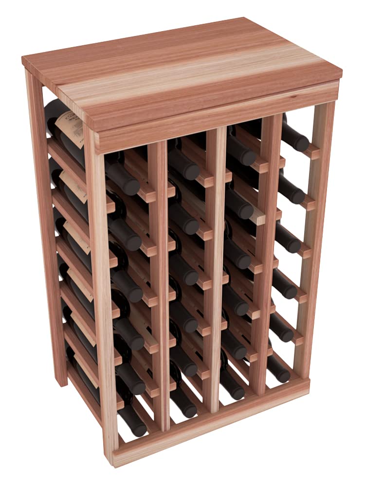Premium Redwood 24-Bottle Tabletop Wine Rack - Unfinished Natural Wood for Wine Storage | Perfect for Kitchen Countertops, Dining Rooms & Home Bars