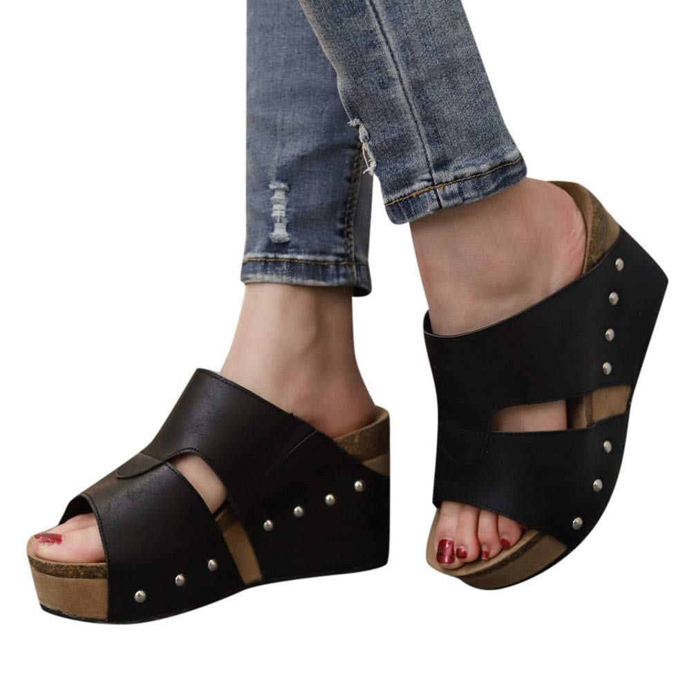 Women's Wedge Heel Sandals - Open Toe Platform Slide Dress Sandals for Summer | Casual & Comfortable Slippers for Beach, Vacation, and Everyday Wear