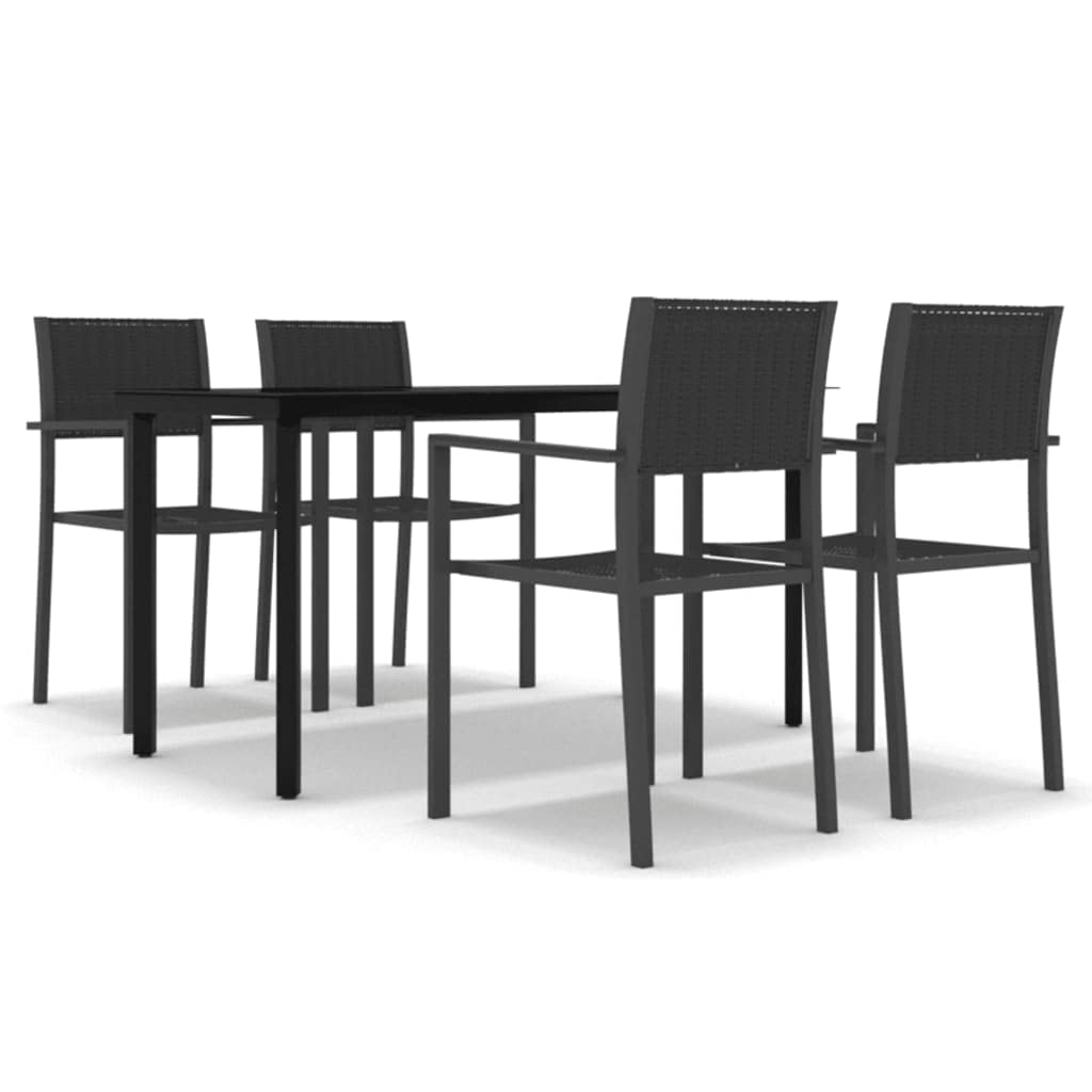 vidaXL 5-Piece Patio Dining Set for 4 - Outdoor Garden Table & Chairs for Backyard, Balcony, Terrace - Weather-Resistant Black Furniture for Entertaining & Relaxation
