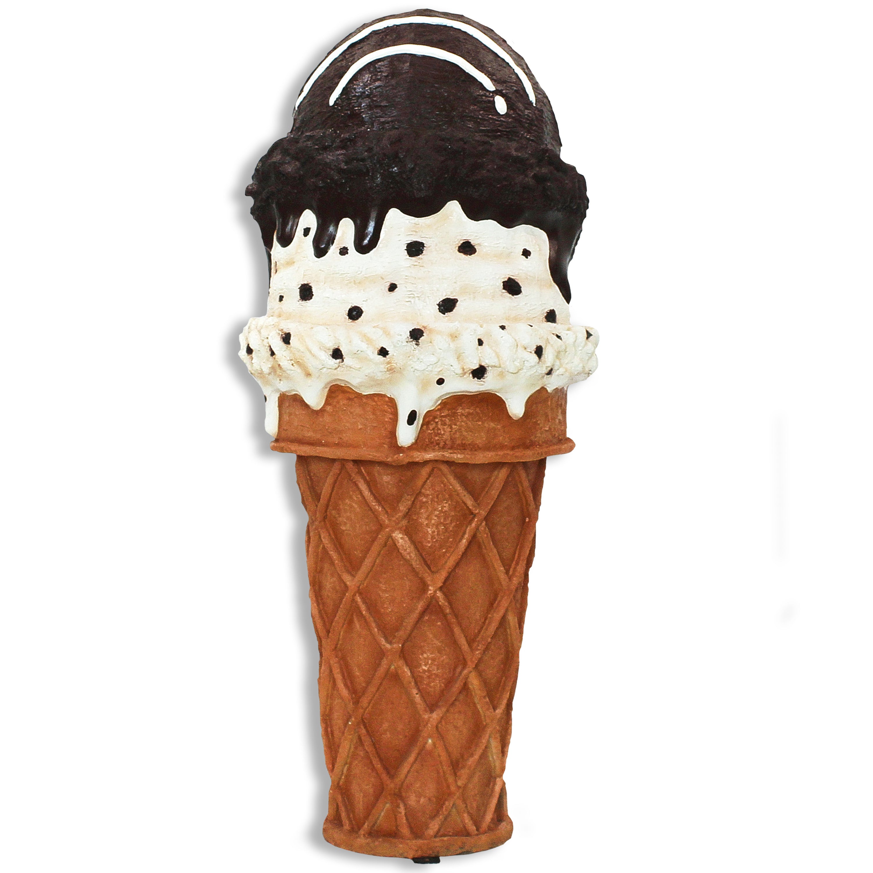 4' Double Scoop Chocolate & Cookie Dough Ice Cream Cone - Perfect for Parties, Desserts & Summer Treats