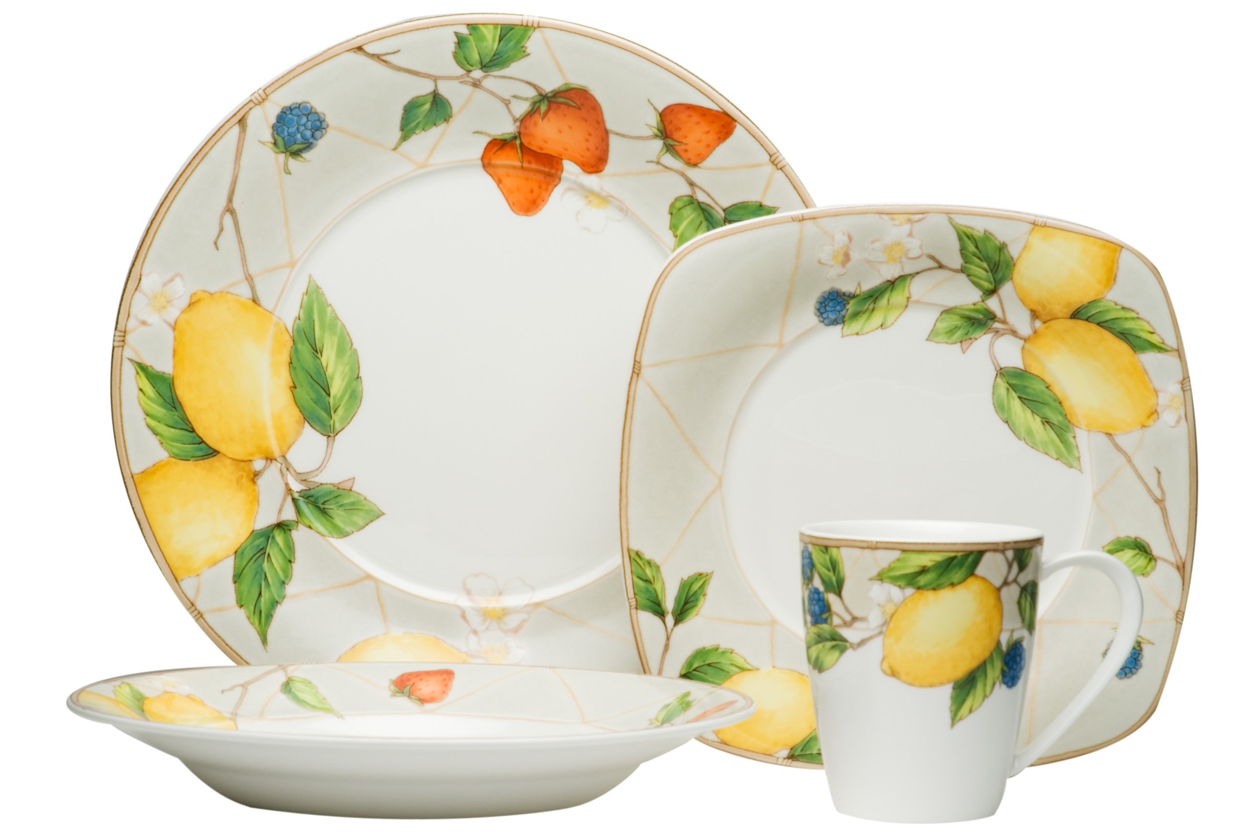 Red Vanilla 16-Piece Dinner Set - Elegant Porcelain Tableware for Fruit Salad, Desserts & Entertaining | Perfect for Dinner Parties, Family Gatherings & Special Occasions