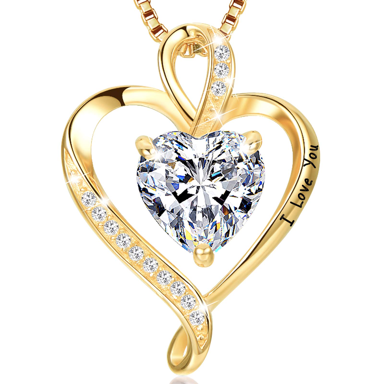 LAVUMO 925 Sterling Silver Heart Promise Necklace for Women - Valentine's Day, Mother’s Day, Anniversary Gift for Wife, Girlfriend, Mom - Birthstone Pendant Jewelry - Perfect for Romantic Occasions & Special Celebrations