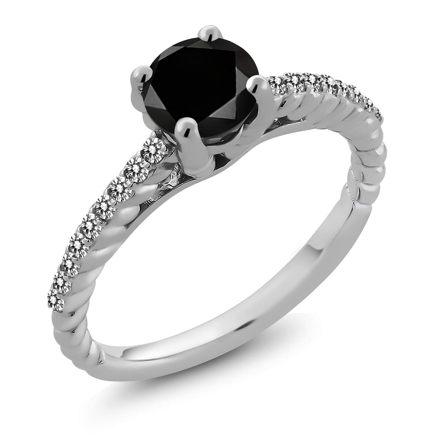 2.02 Ct Round Black & White Diamond 925 Sterling Silver Ring for Women | Elegant Wedding, Engagement & Anniversary Jewelry Gift