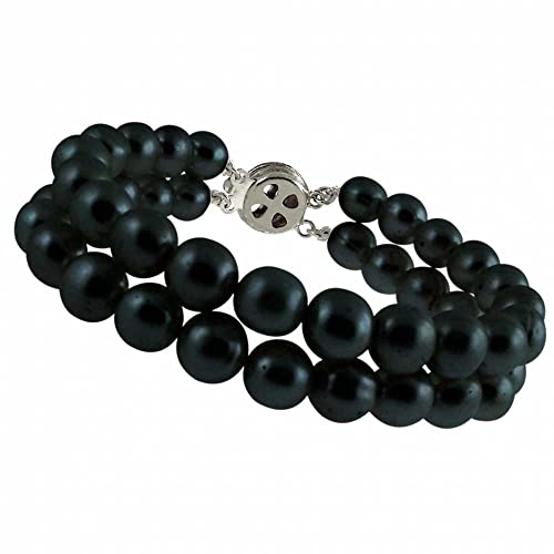 Jewel Panda Black Pearl Stretch Bracelet - Double Layer Stackable Pearl Bracelet for Women | Elegant Black String Pearl Jewelry | Perfect Birthday Gift for Daughter, Girlfriend & Her | Ideal for Date Nights, Office Wear & Special Occasions