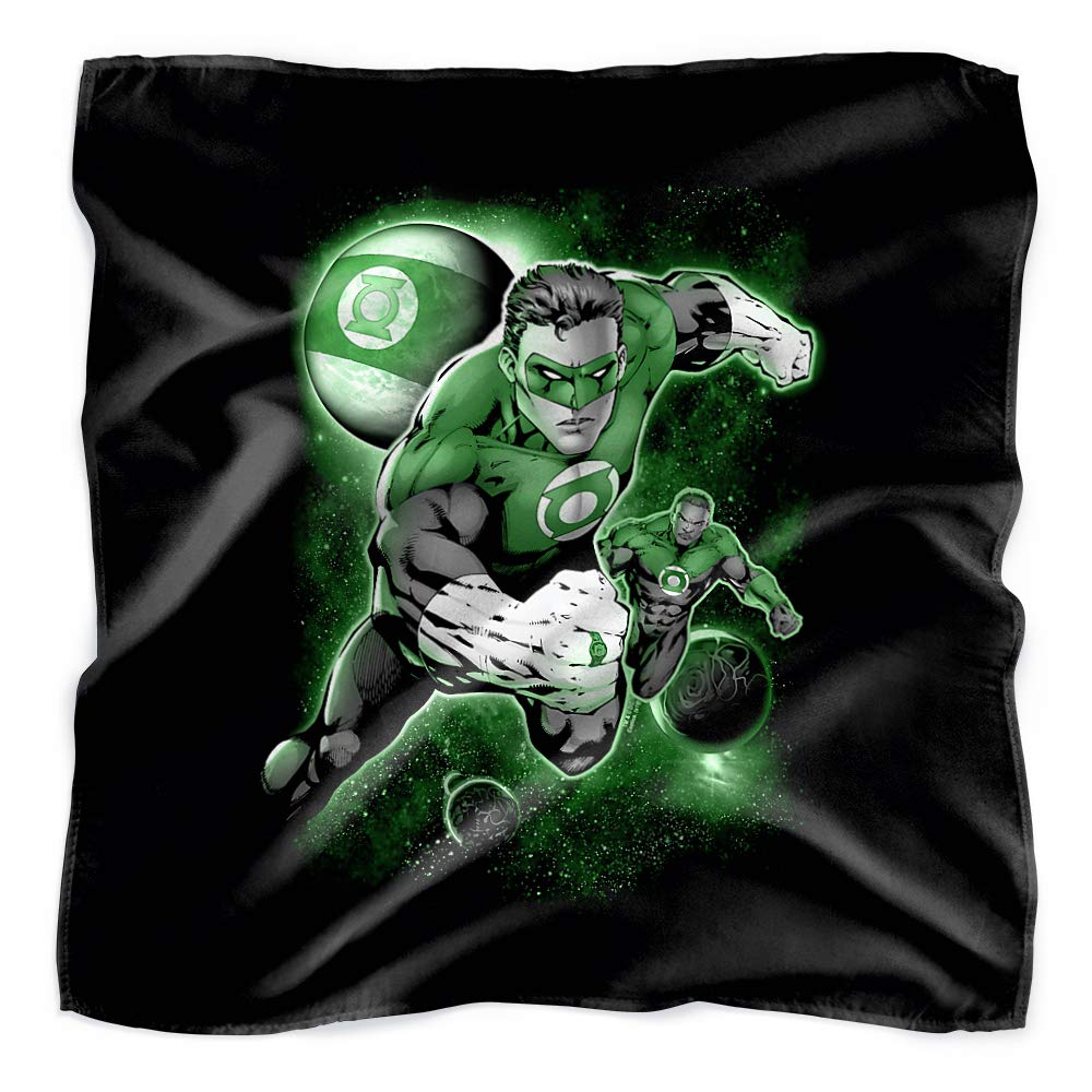 Green Lantern DC Comics Superhero Bandana - 21x21 Inch Cotton Face Scarf for Cosplay, Halloween, and Comic Con Events