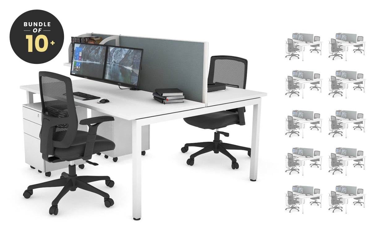 Quadro Square Legs 2 Person Office Workstation - 1200L x 700W Modern Shared Desk for Collaborative Workspaces & Home Offices