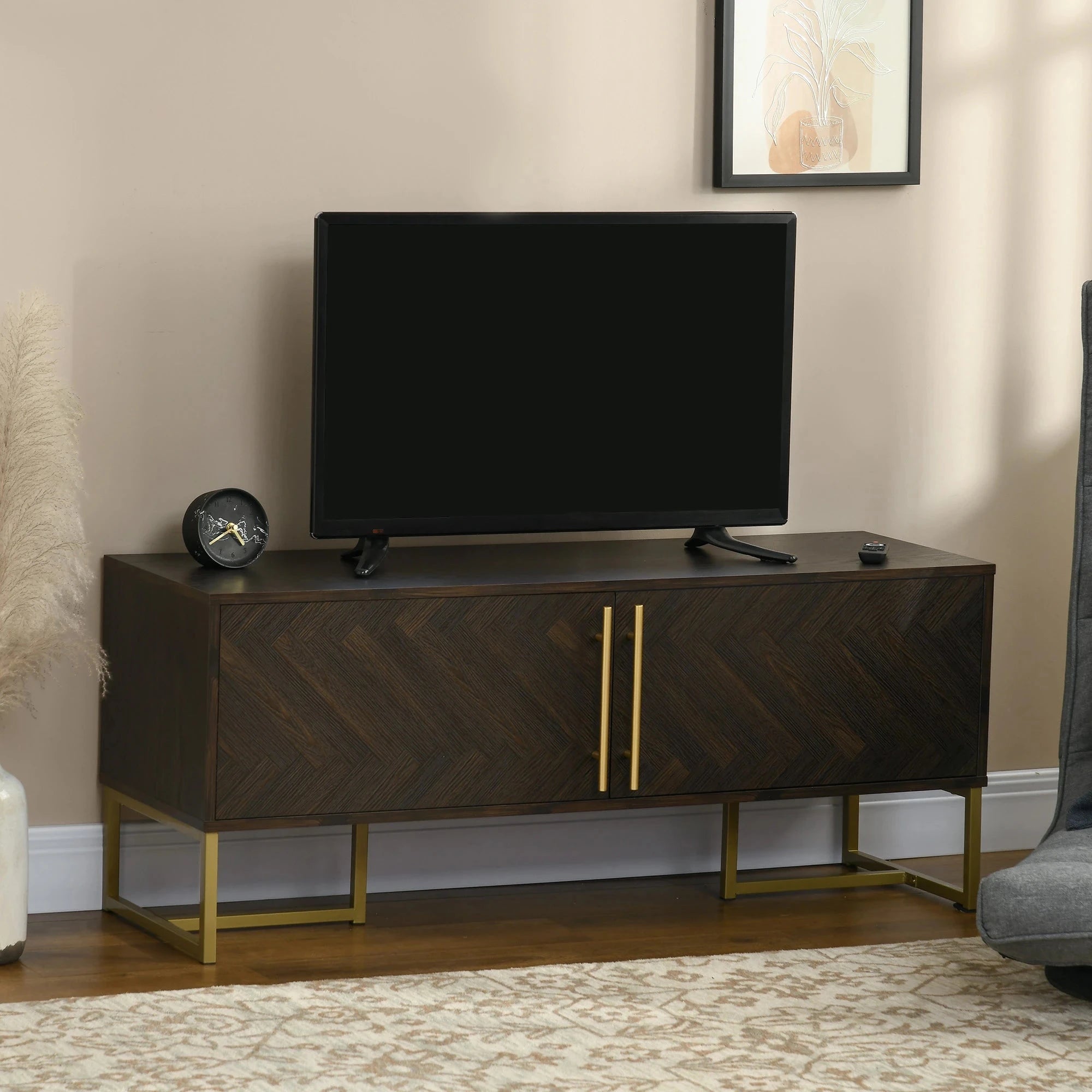 55 Inch TV Stand with 2 Door Storage Cabinets, Adjustable Shelves & Cable Management - Perfect for Living Room, Bedroom & Home Theater Setup