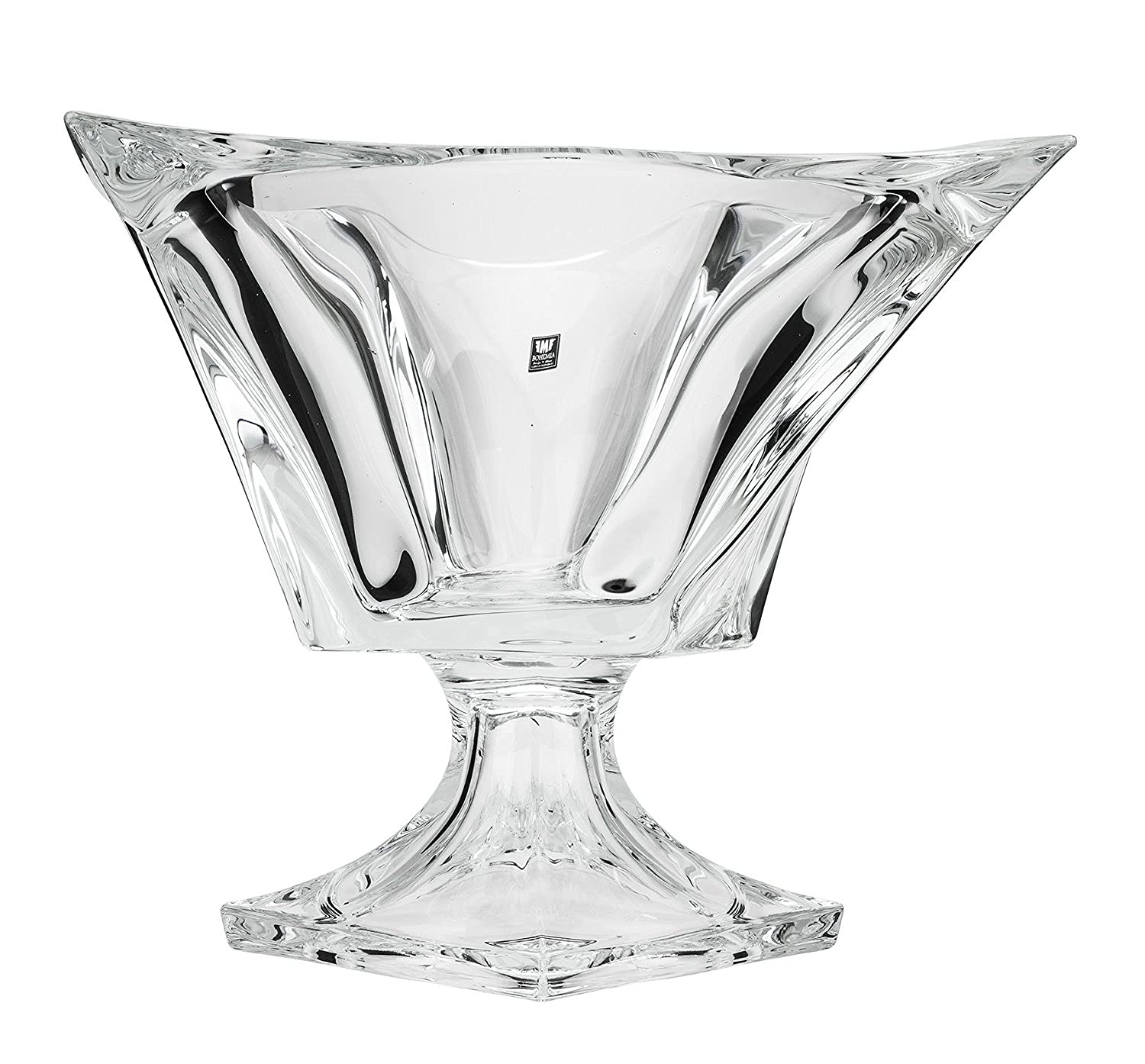 Quadron Collection Modern Crystal Hand-Crafted Decorative Bowl - 13 Inch Footed Deep Serving Bowl for Dining Table Centerpiece, Wedding Gift & Home Decor