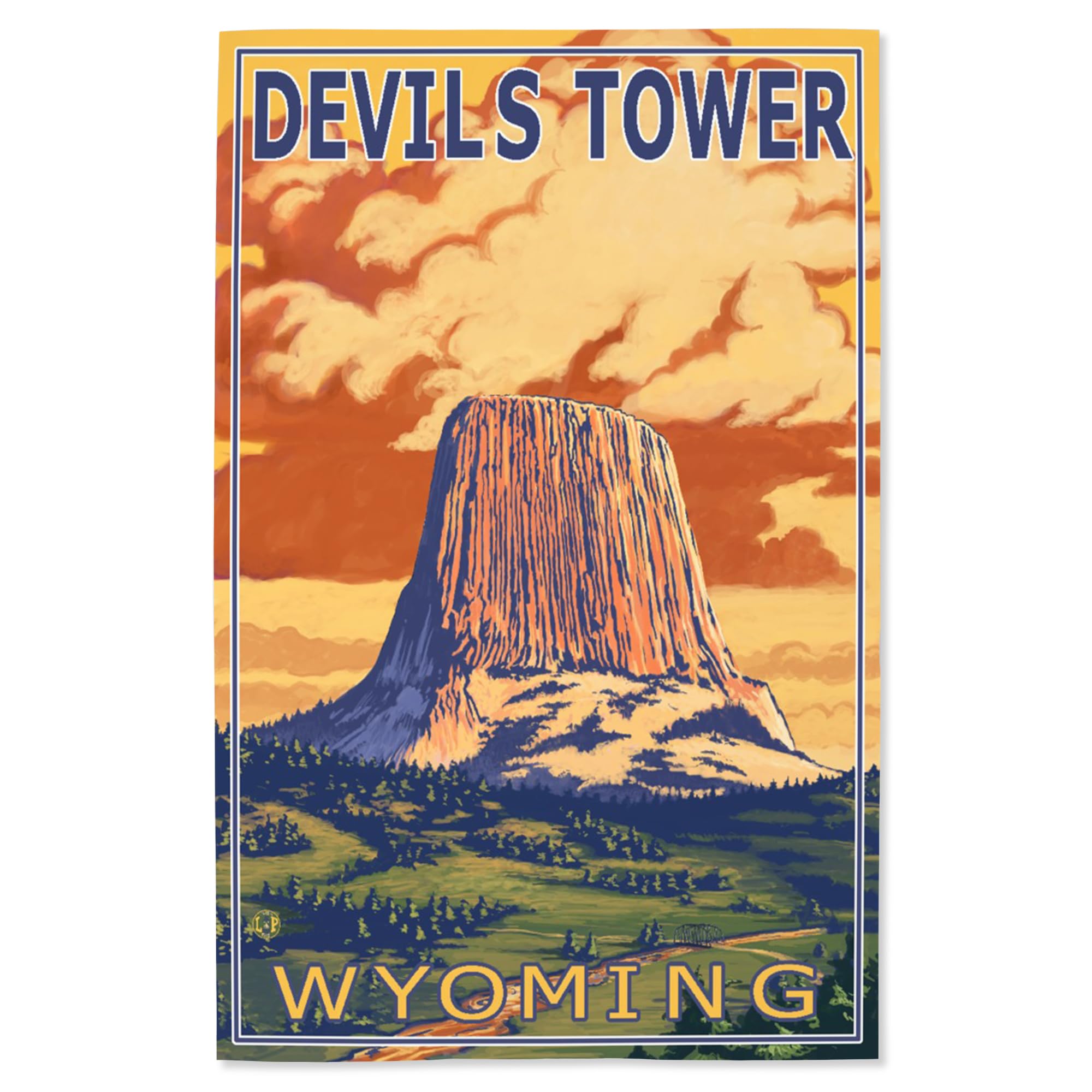 Lantern Press 16x24 Inch Premium Giclee Print - Devils Tower Wyoming Landscape Wall Art | Perfect for Home Decor, Office & Living Room Wall Decorations