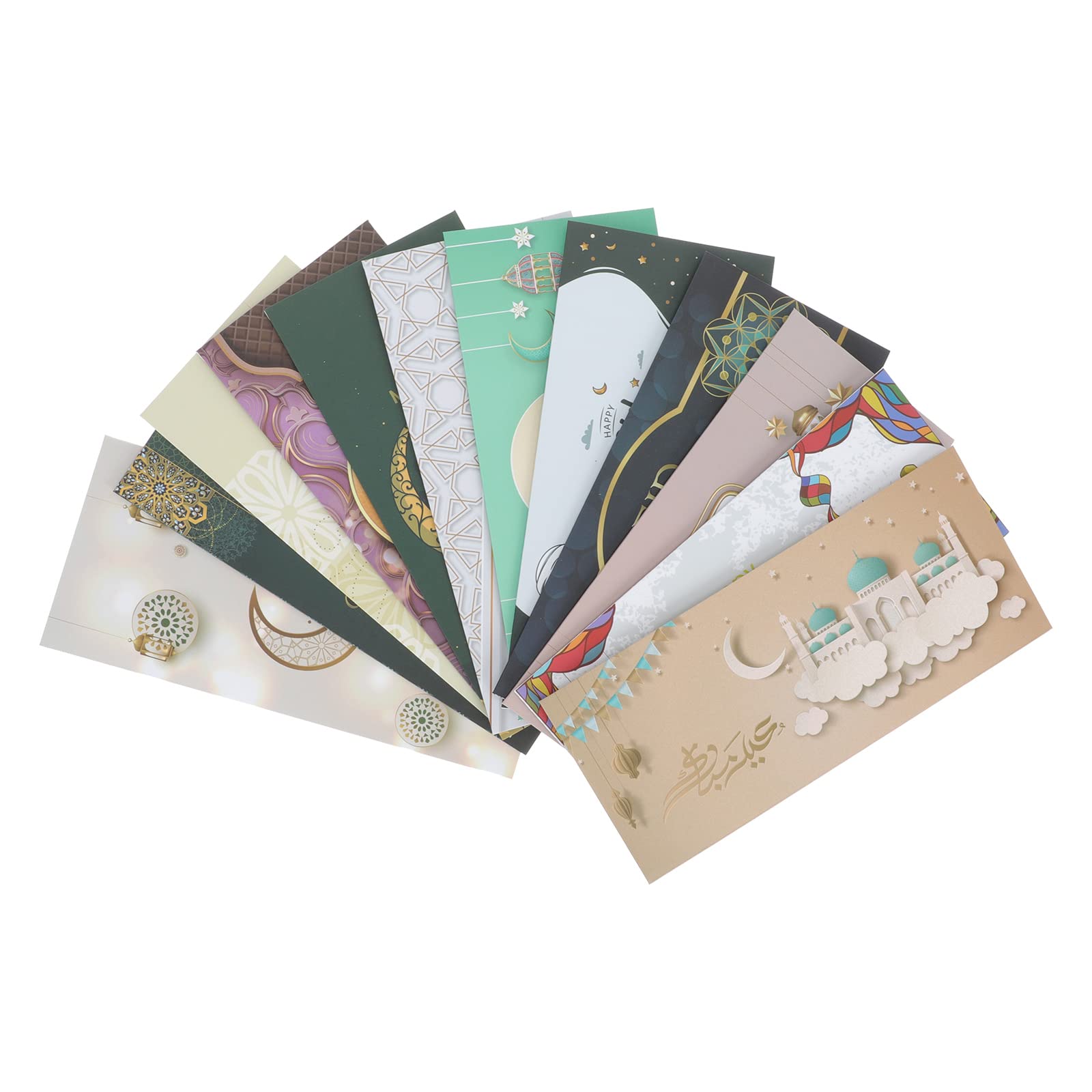 Happyyami 12Pcs Eid Mubarak Envelopes - Decorative Islamic Greeting Card Envelopes for Money Gifts, Ramadan & Eid Celebrations - Perfect for Eid al-Fitr, Eid al-Adha & Muslim Festivals