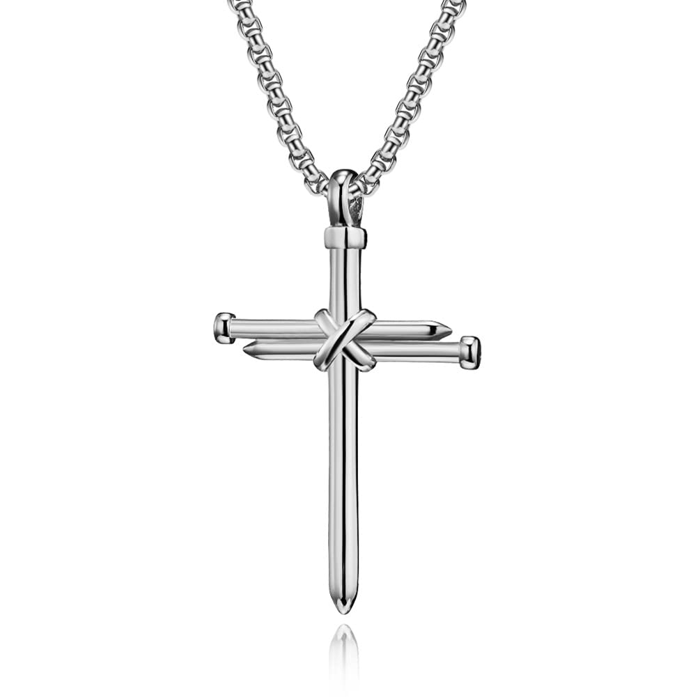 PALOTAY Stainless Steel Cross Necklace for Men & Women - Silver/Black/Gold - Perfect Christian Gift for Daily Wear