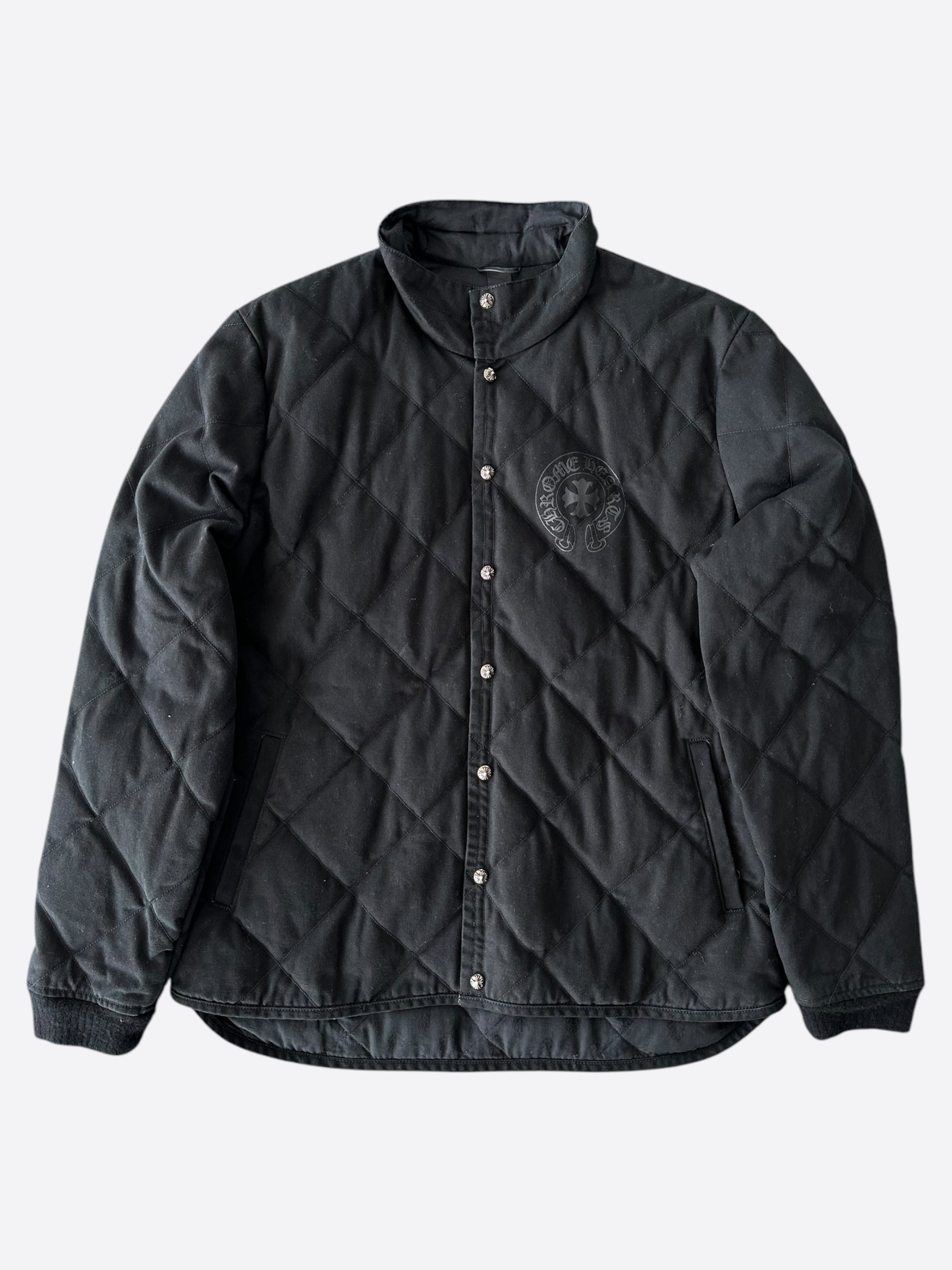 Chrome Hearts Black Quilted Horseshoe Logo Jacket - Stylish Biker Jacket for Men & Women | Perfect for Motorcycle Rides, Night Out & Streetwear Fashion