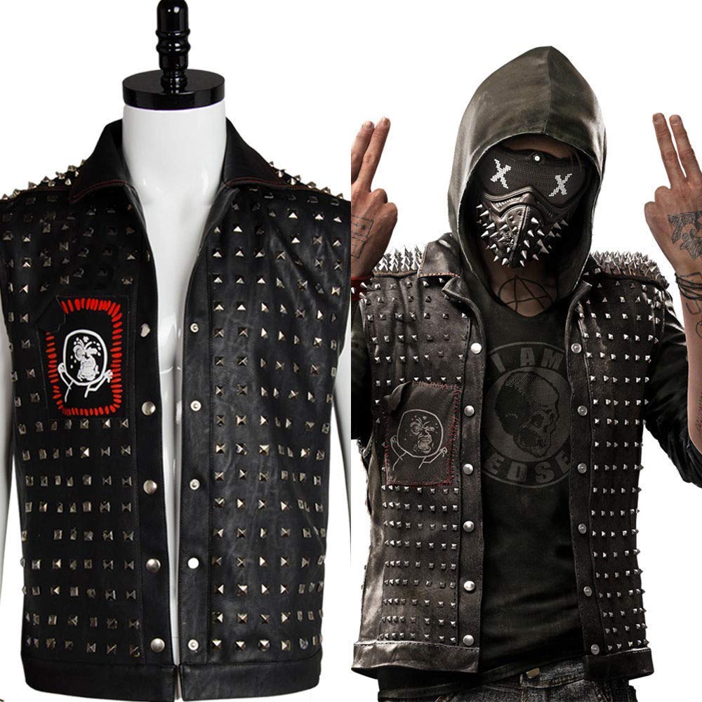 Watch Dogs 2 Wrench Vest Cosplay Costume - Black Faux Leather Dedsec Jacket for Video Game Fans & Halloween Cosplay