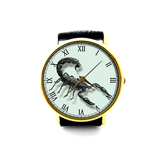 Scorpion Watch - Handmade Genuine Insect Leather Bracelet Watch for Men & Women - Perfect for Outdoor Adventures, Hiking, and Unique Fashion Statements