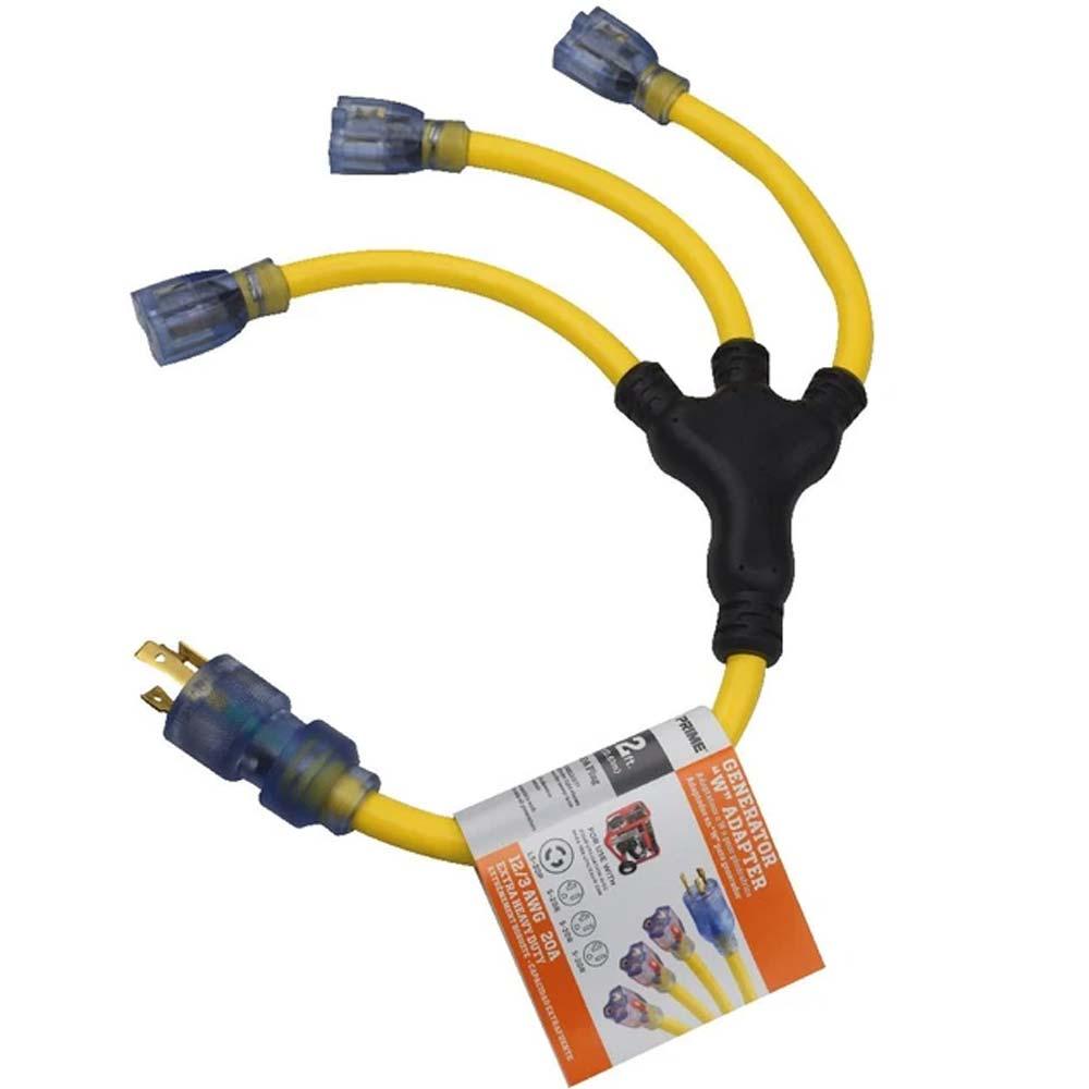 12/3 Gauge 15A 1875W Yellow 2 Feet Power Cord Adapter - Perfect for Home Appliances, Electronics & Office Equipment