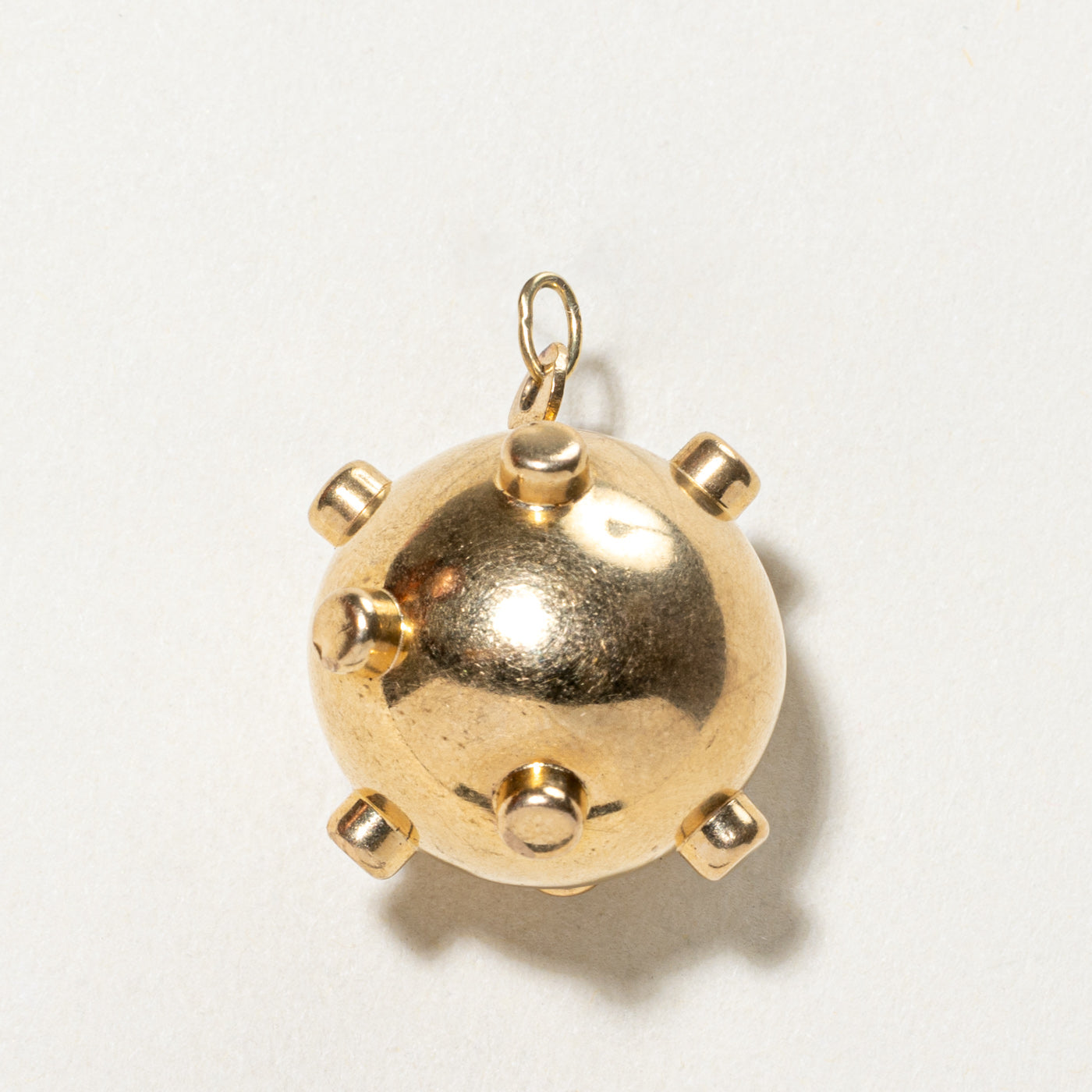 18K Yellow Gold Sea Mine Charm Pendant - Elegant Nautical Jewelry for Women - Perfect for Beach Vacations, Gifts & Everyday Wear