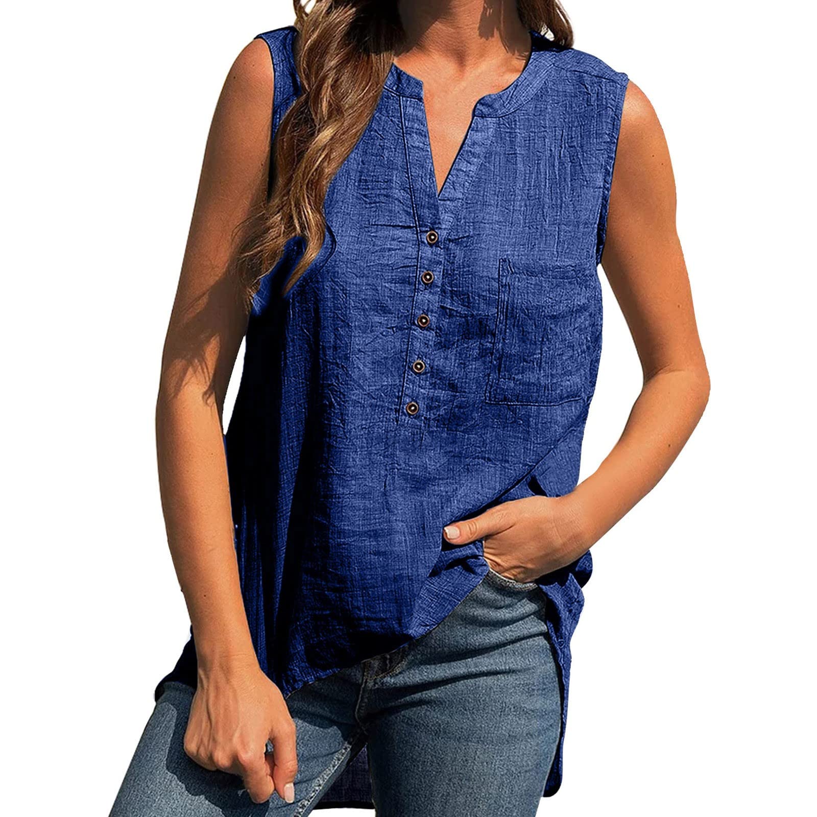 Women's V Neck Tank Tops - Summer Loose Casual Basic Solid Color Sleeveless Shirts & Tunic Tops for Women | Perfect for Beach, Yoga, Workout & Everyday Wear