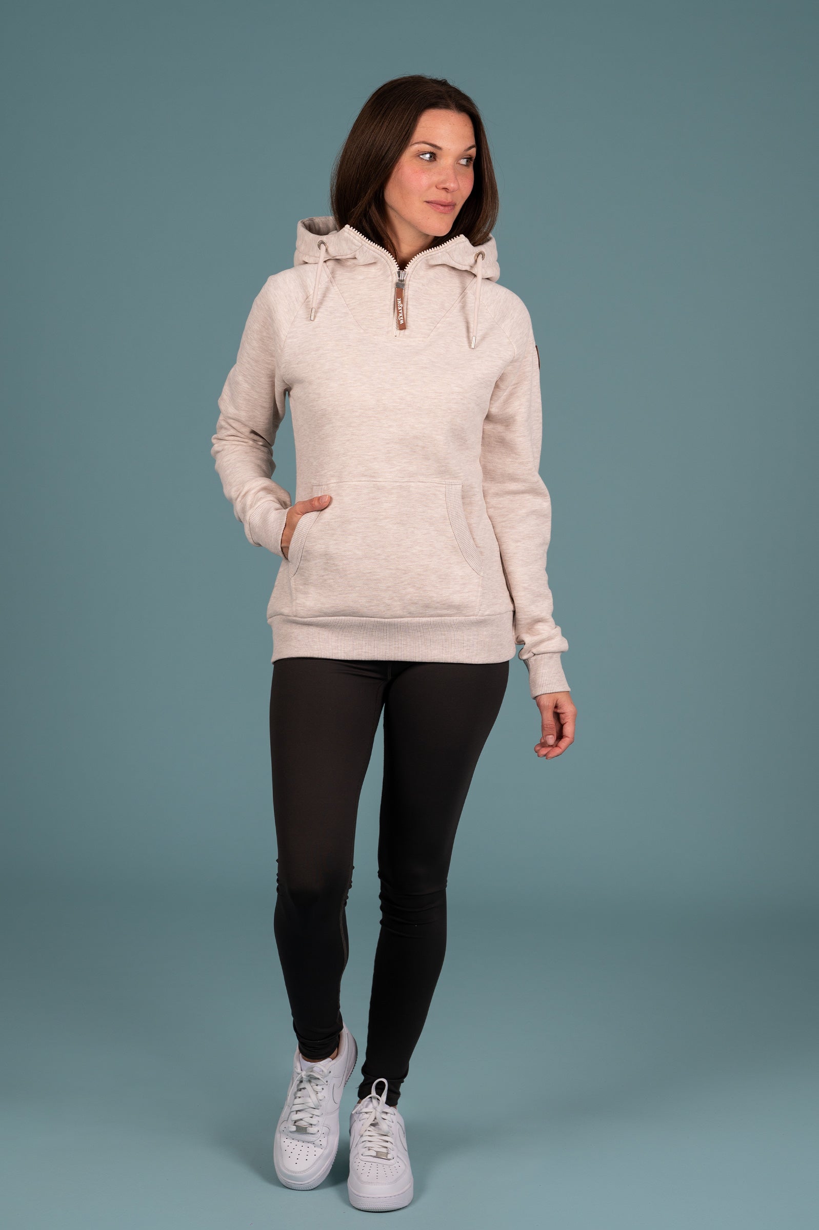 Faith Half Zip Hoodie for Women - Soft Heather Oatmeal Pullover Fleece Sweatshirt | Casual Loungewear, Workout & Outdoor Activities