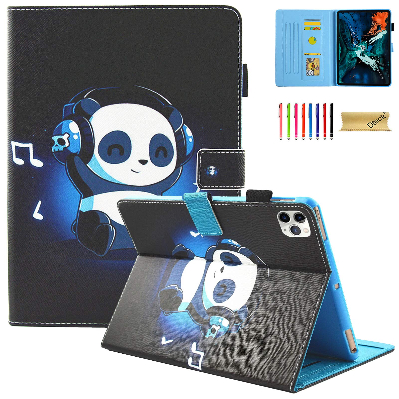 Dteck iPad Air 11'' Case 2024 & iPad Pro 11 Case - Premium PU Leather Smart Folio with Card Slots, Auto Wake/Sleep, Stand & Wallet Protection | Perfect for Work, Travel & Daily Use | Music Panda Design