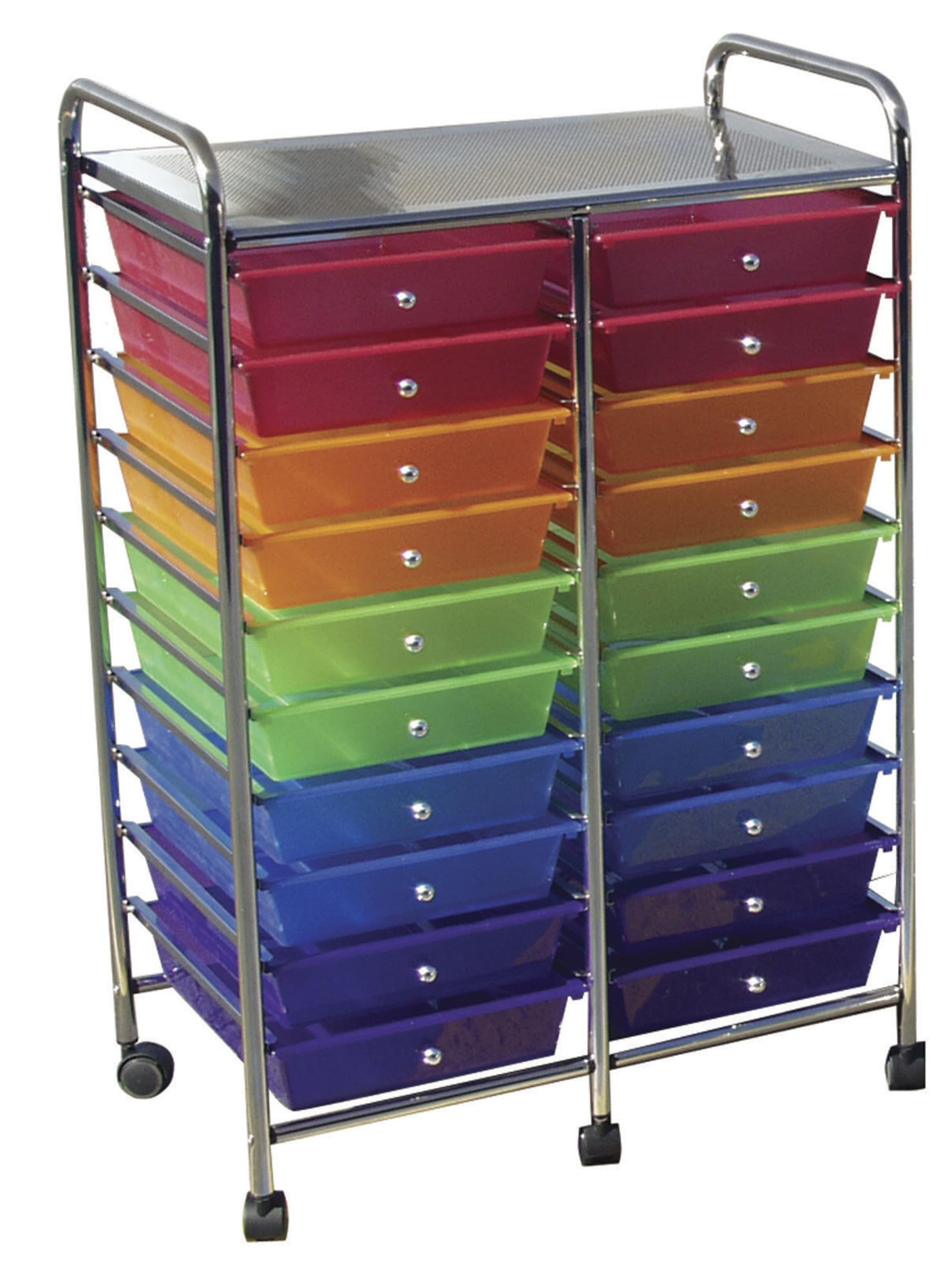 20-Drawer Mobile Organizer Cart - 25 x 38 x 15.25 Inches Rolling Storage Unit with Locking Wheels | Perfect for Classroom, Office, Craft Room & Home Organization (Multiple Colors Available)